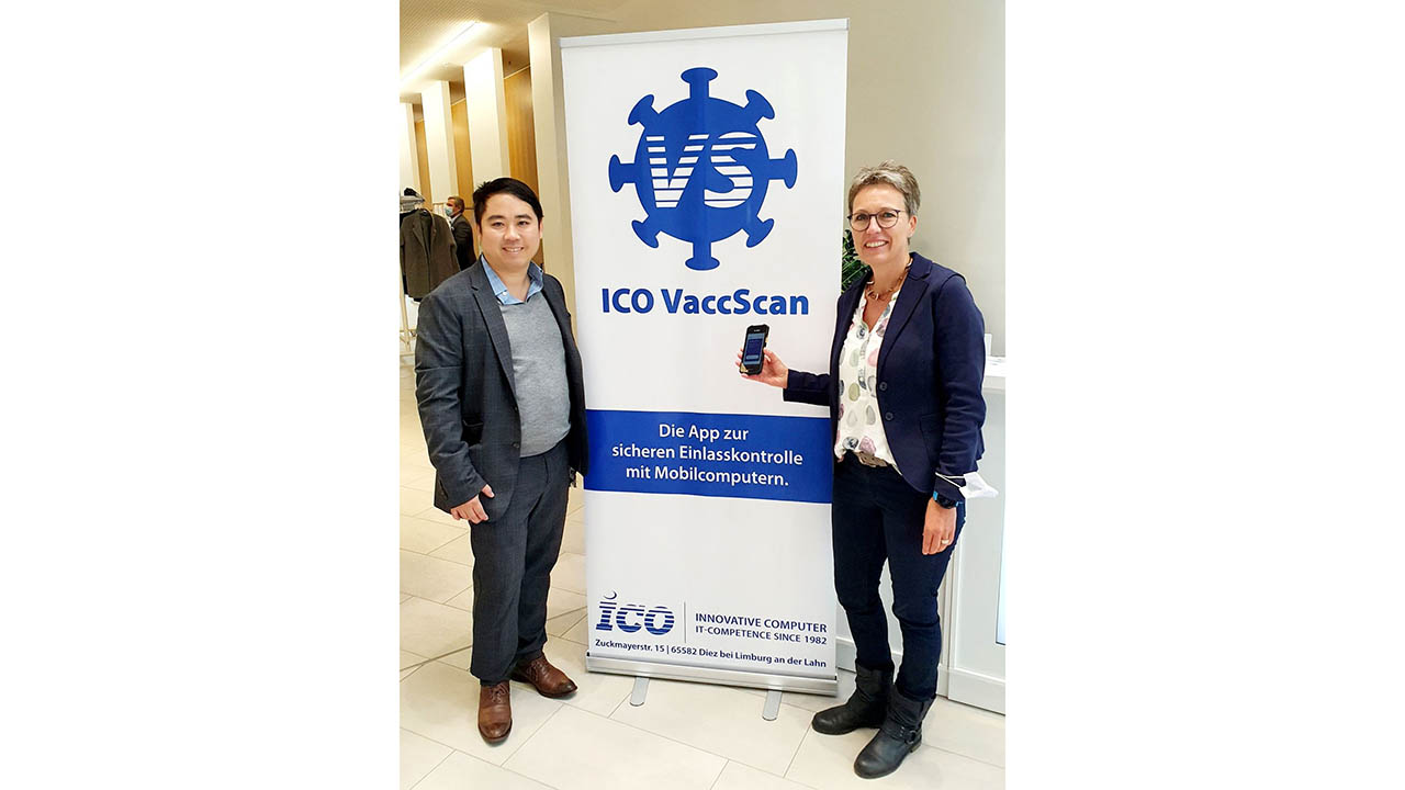 ICO CEO Dung Tran and Zebra Channel Account Manager Carmen Spohn