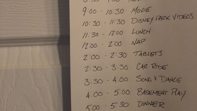 A list of the Ott family's daily schedule