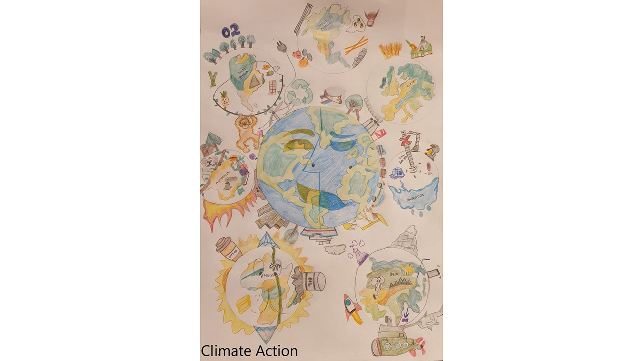 A winning poster in Zebra's 2020 Earth Day Climate Action poster contest, created by Hannah Jeffery from the UK