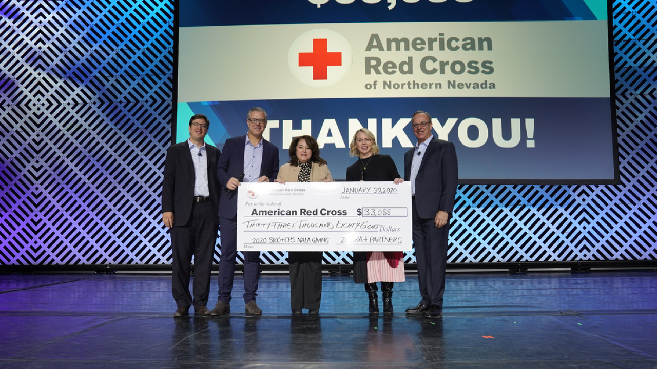 The check presentation to the American Red Cross