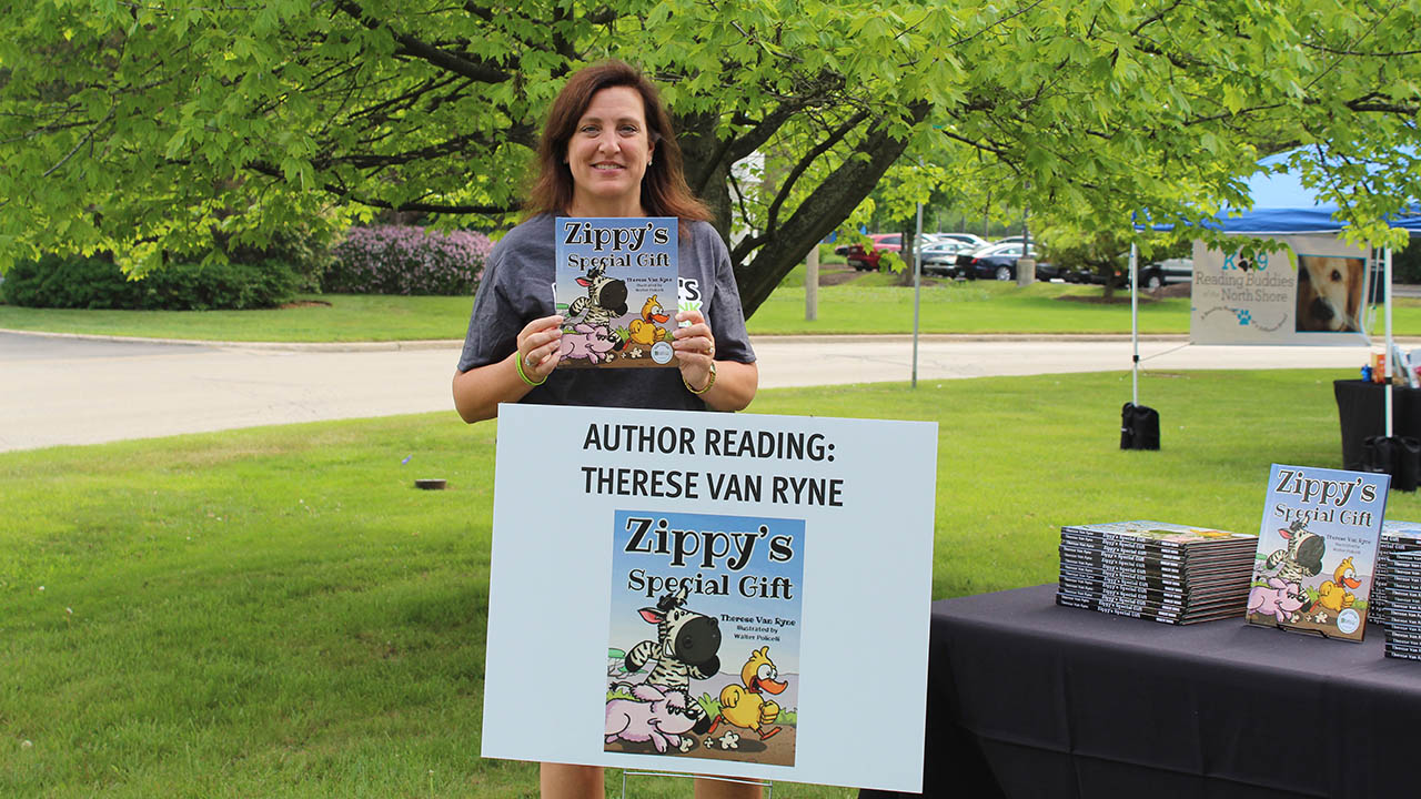 Therese Van Ryne, author of "Zippy's Special Gift" at the Bernie's Book Bank Storybook Festival