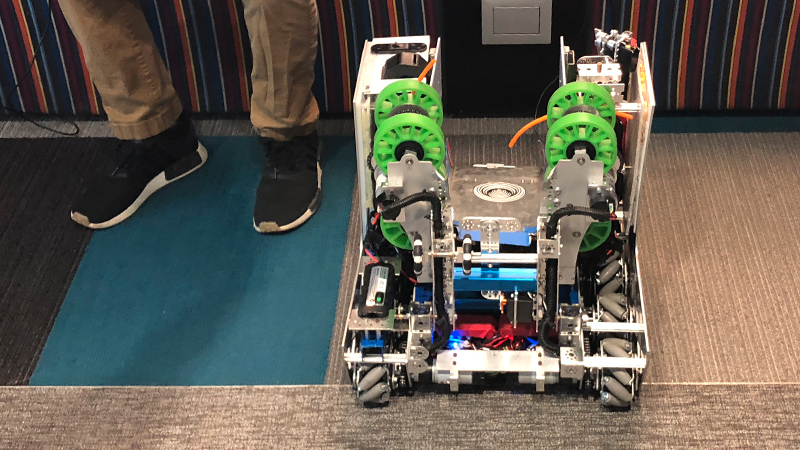 One of the robots created by the FIRST Robotics team that is mentored by Zebra engineers