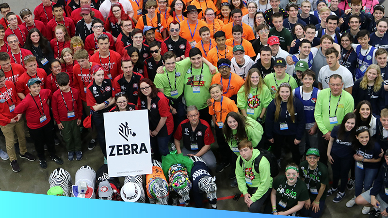 A group picture of Zebra-mentored FIRST Robotics teams