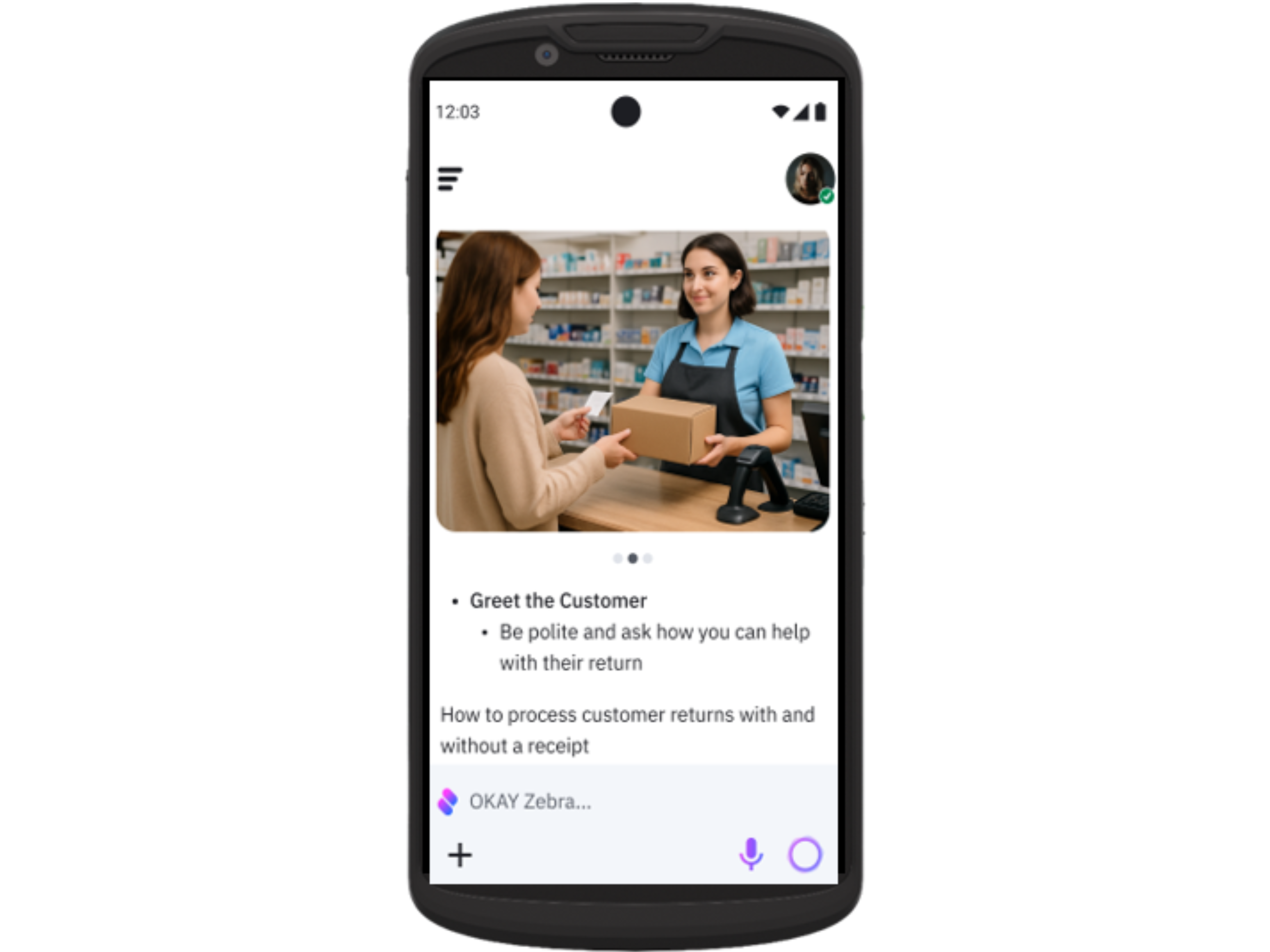 Zebra Companion Knowledge Agent Screenshot on Device