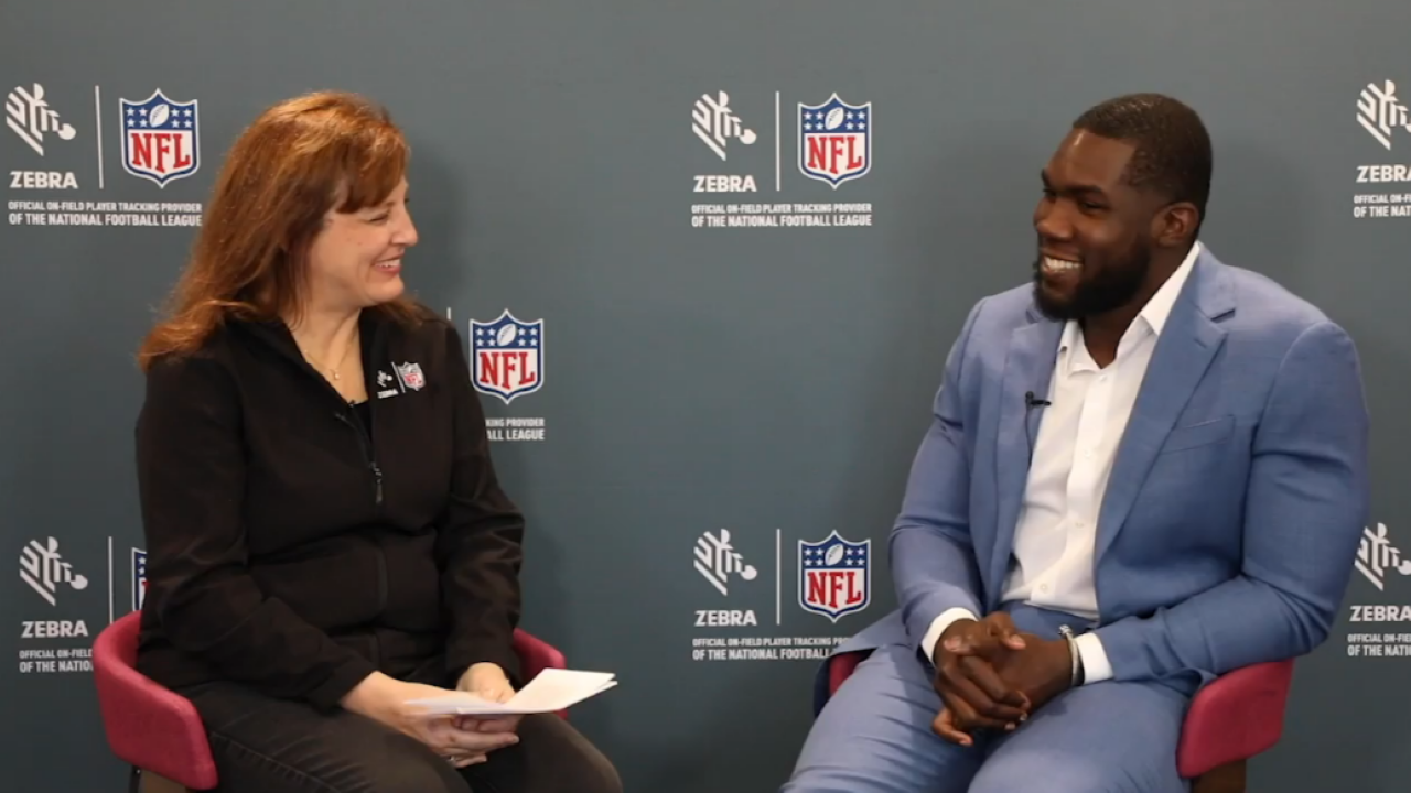 Therese Van Ryne speaks with NFL defensive lineman Eric Lee about his externship experience with Zebra