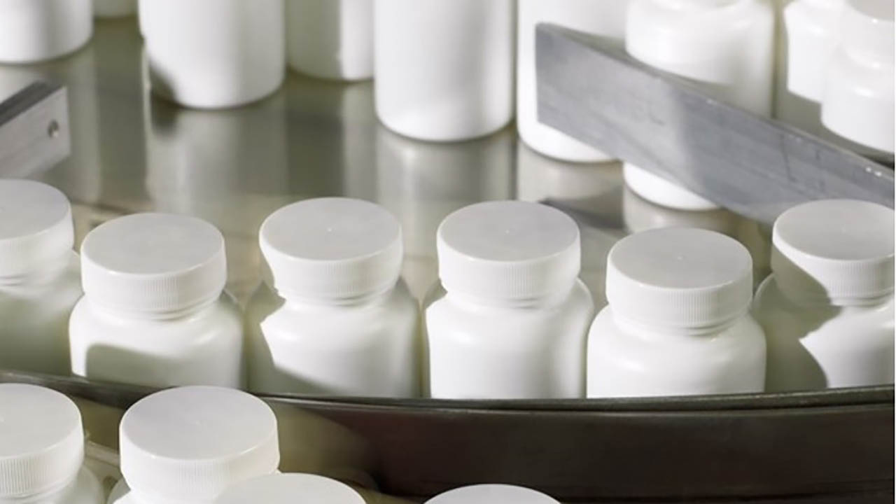 Pill bottles on a manufacturing line