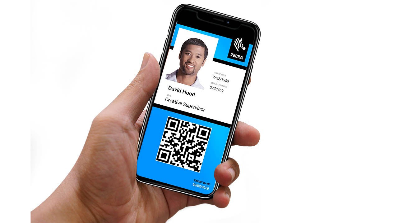 A smartphone showing what a Digital ID card could look like employees