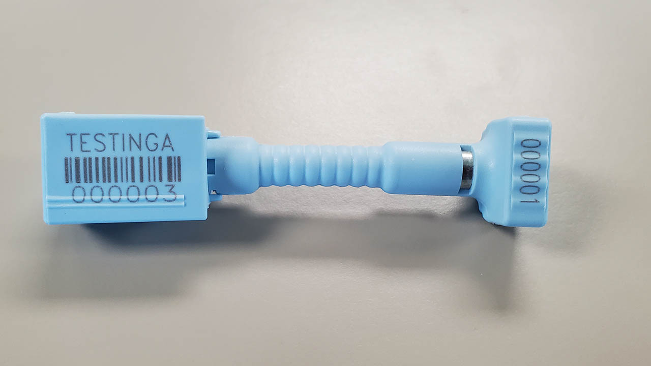 The barcoded bolt that Zebra developed with/for one retailer to help them better track trailer movements and prevent inventory losses in transit.