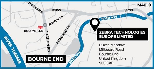 Map of Zebra Technologies location in Bourne End, UK
