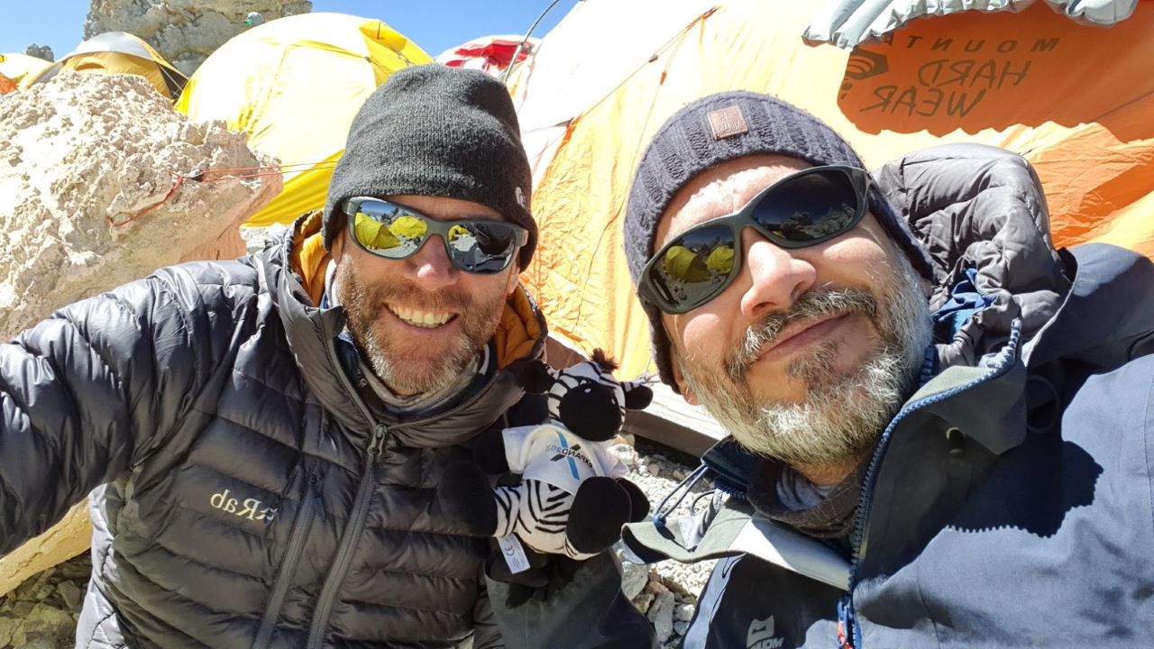 Two of the Zebras climbing Mount Aconcagua with Zippy