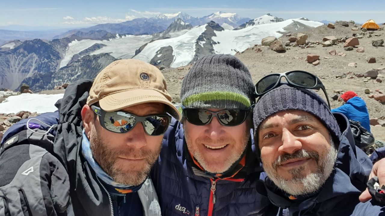 The Three Amigos with the snowy peaks in the background