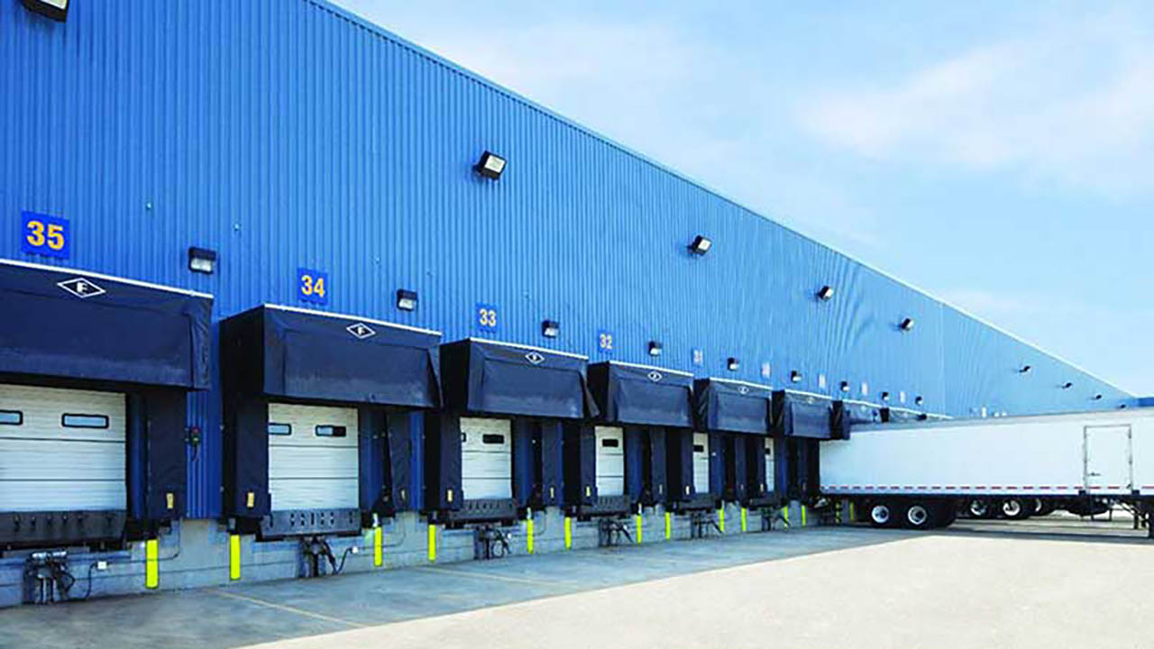 An overhead shot of dock doors