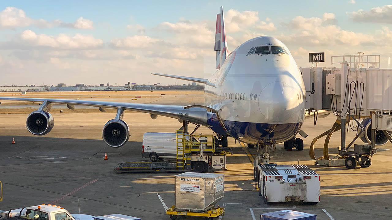 A cargo plane sits on tarmac