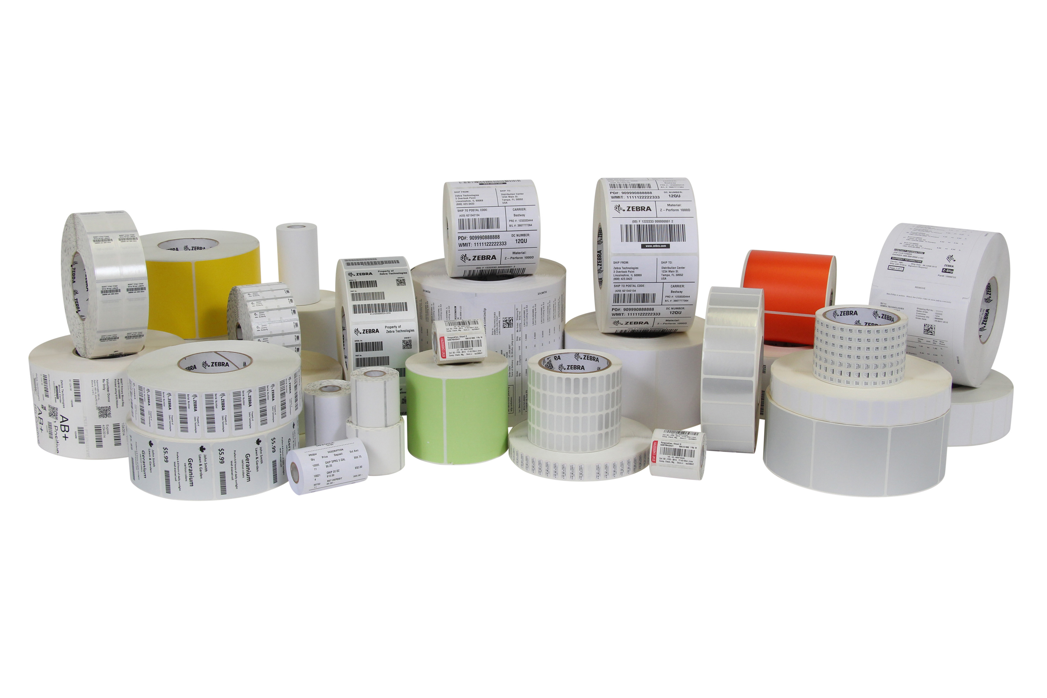 Group of Zebra shipping labels.