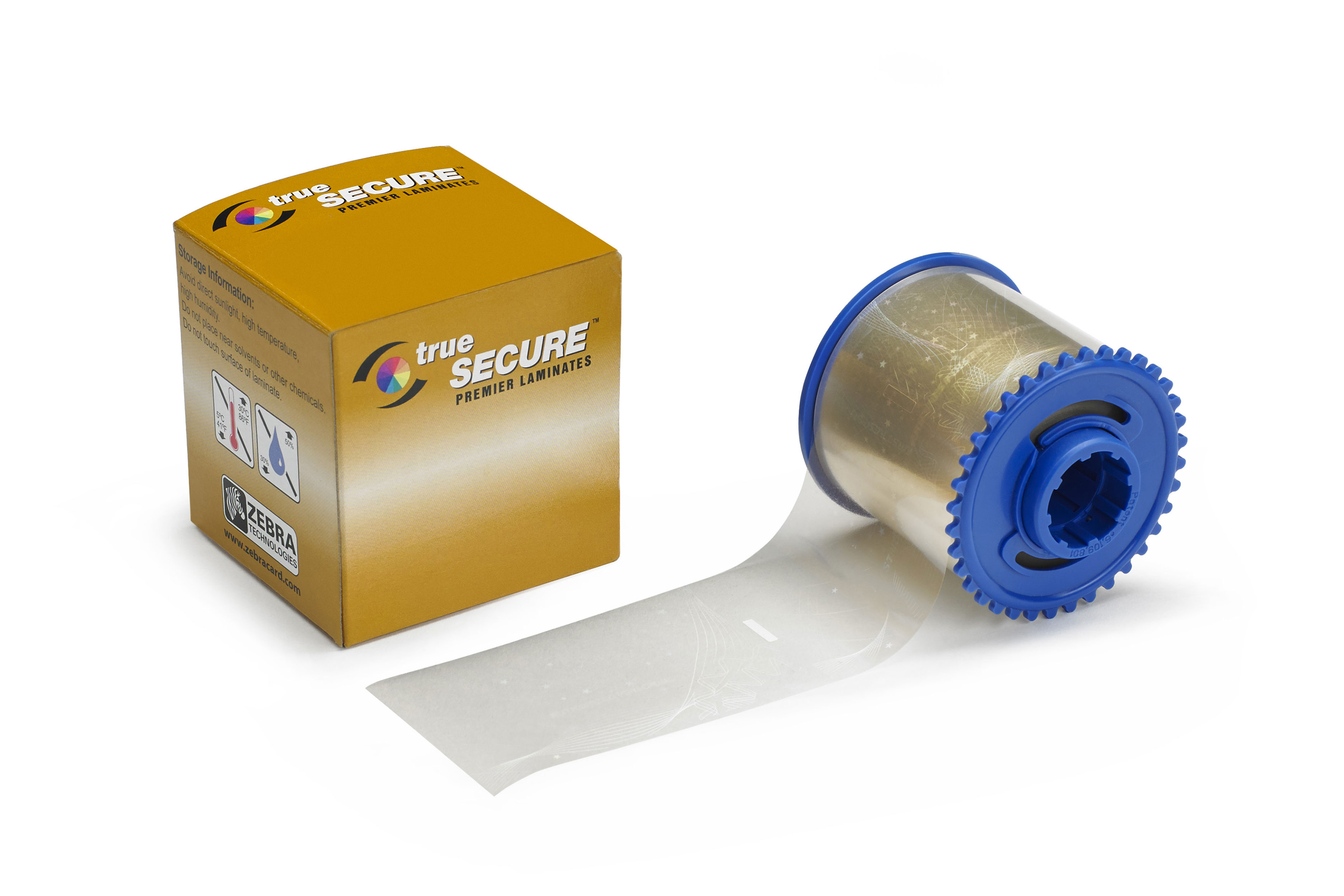 A roll of  True Secure card laminate with the box.