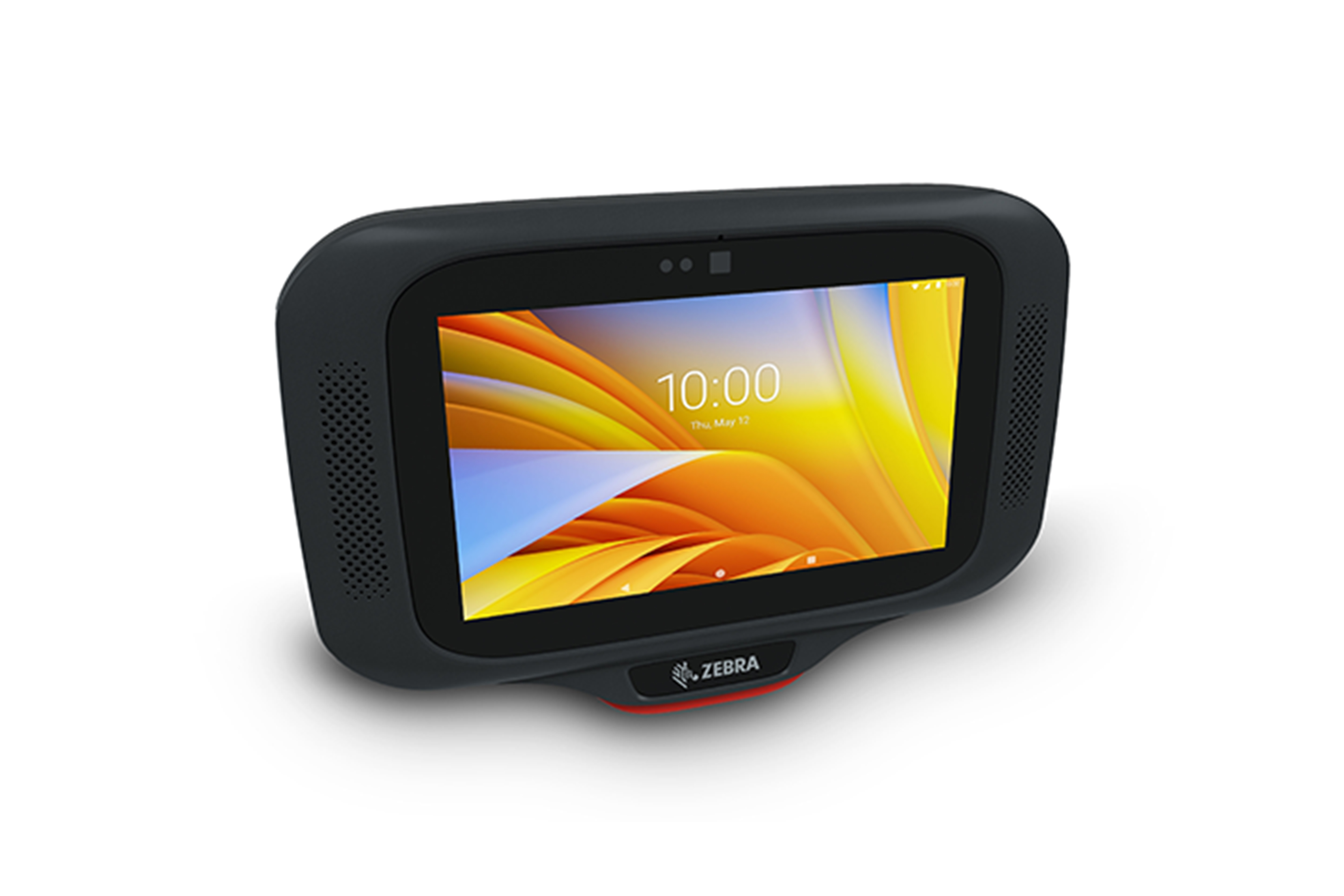 Front Right of Zebra CC600 Interactive Kiosk in black.