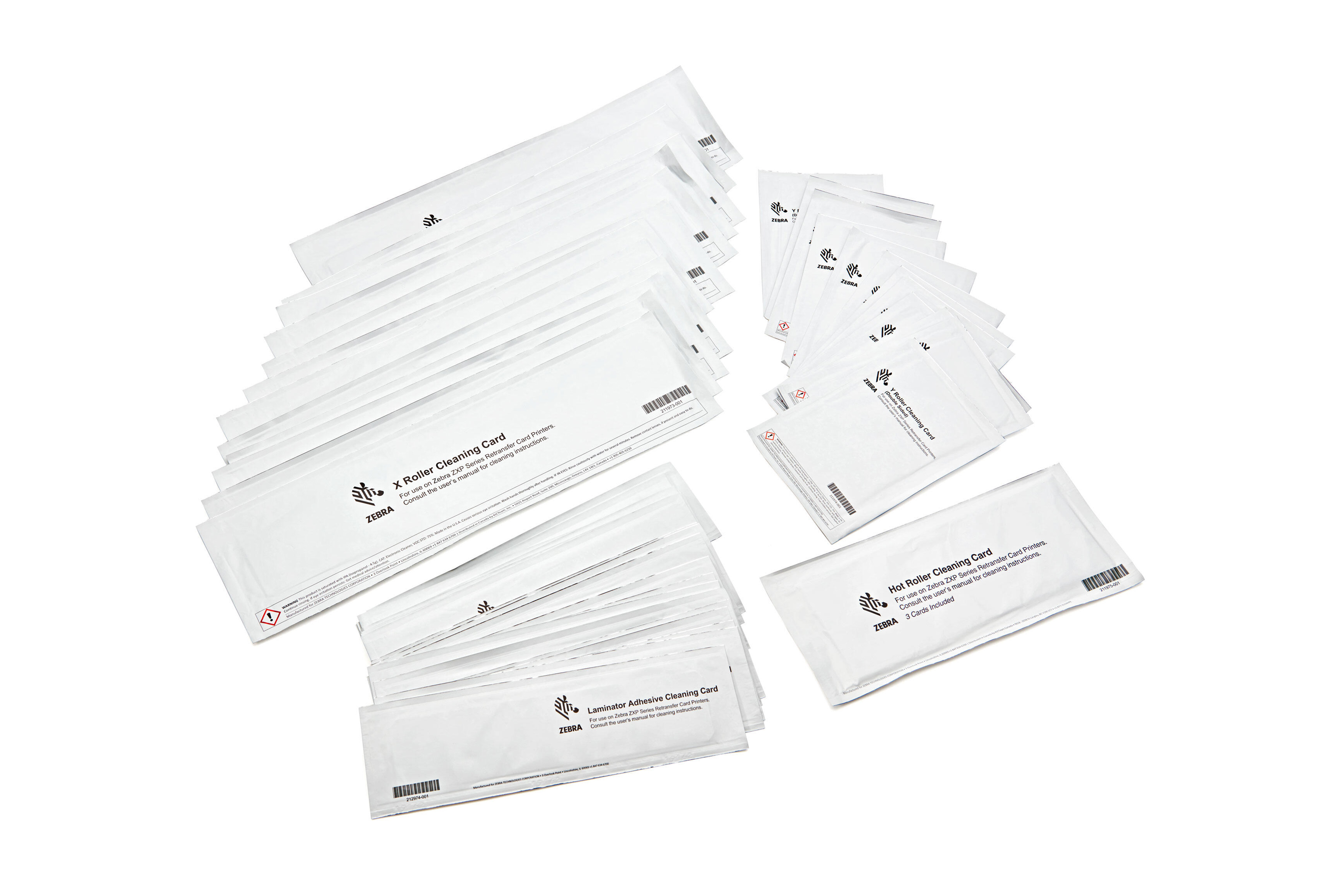 Group of cleaning kits for Zebra products.