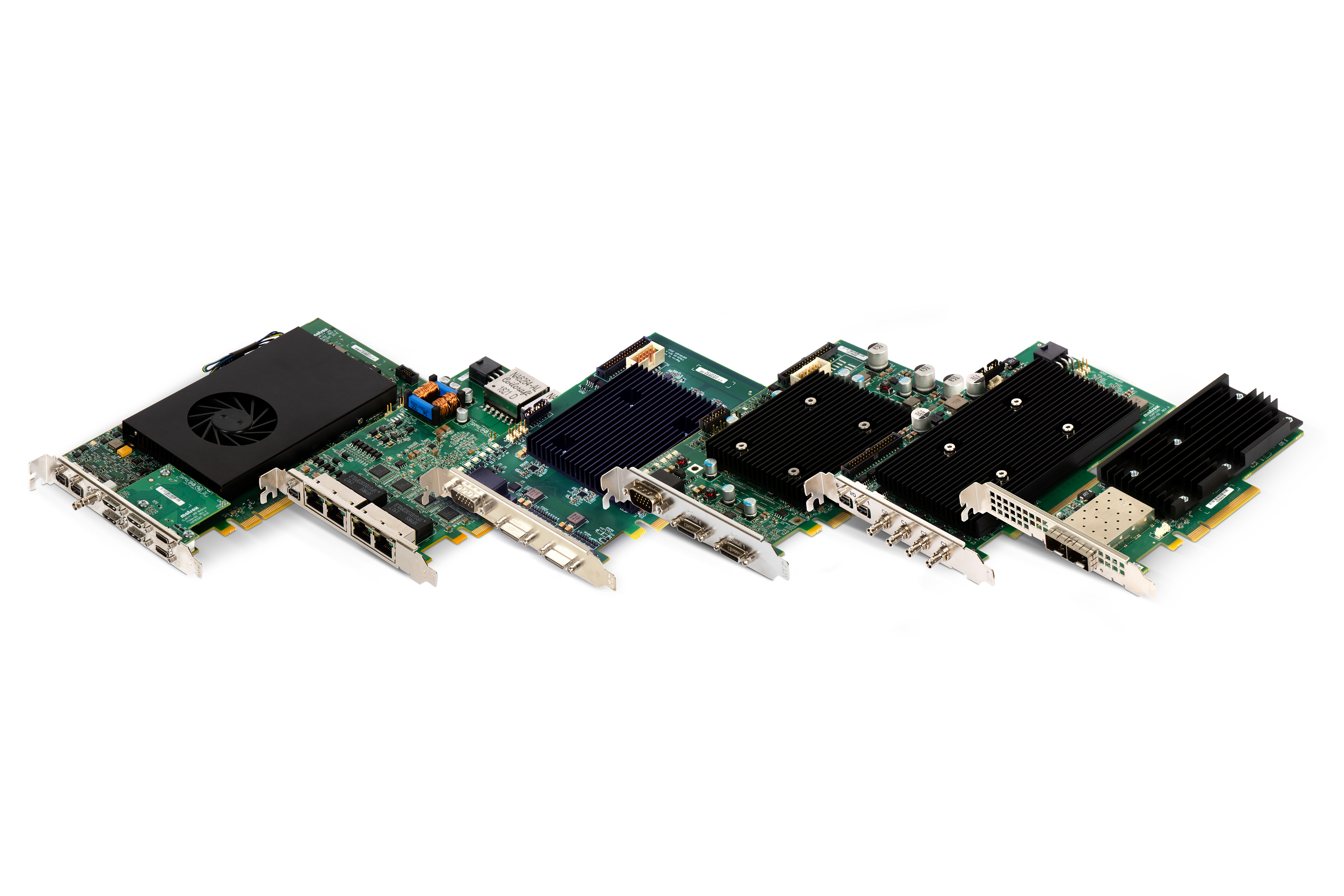 Group shot of Zebra frame grabbers and interface cards