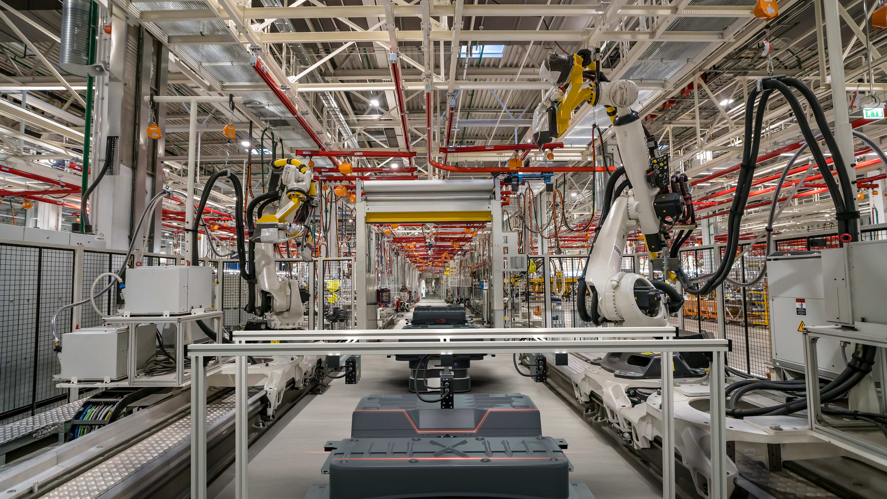 Robotic products being assembled at the factory