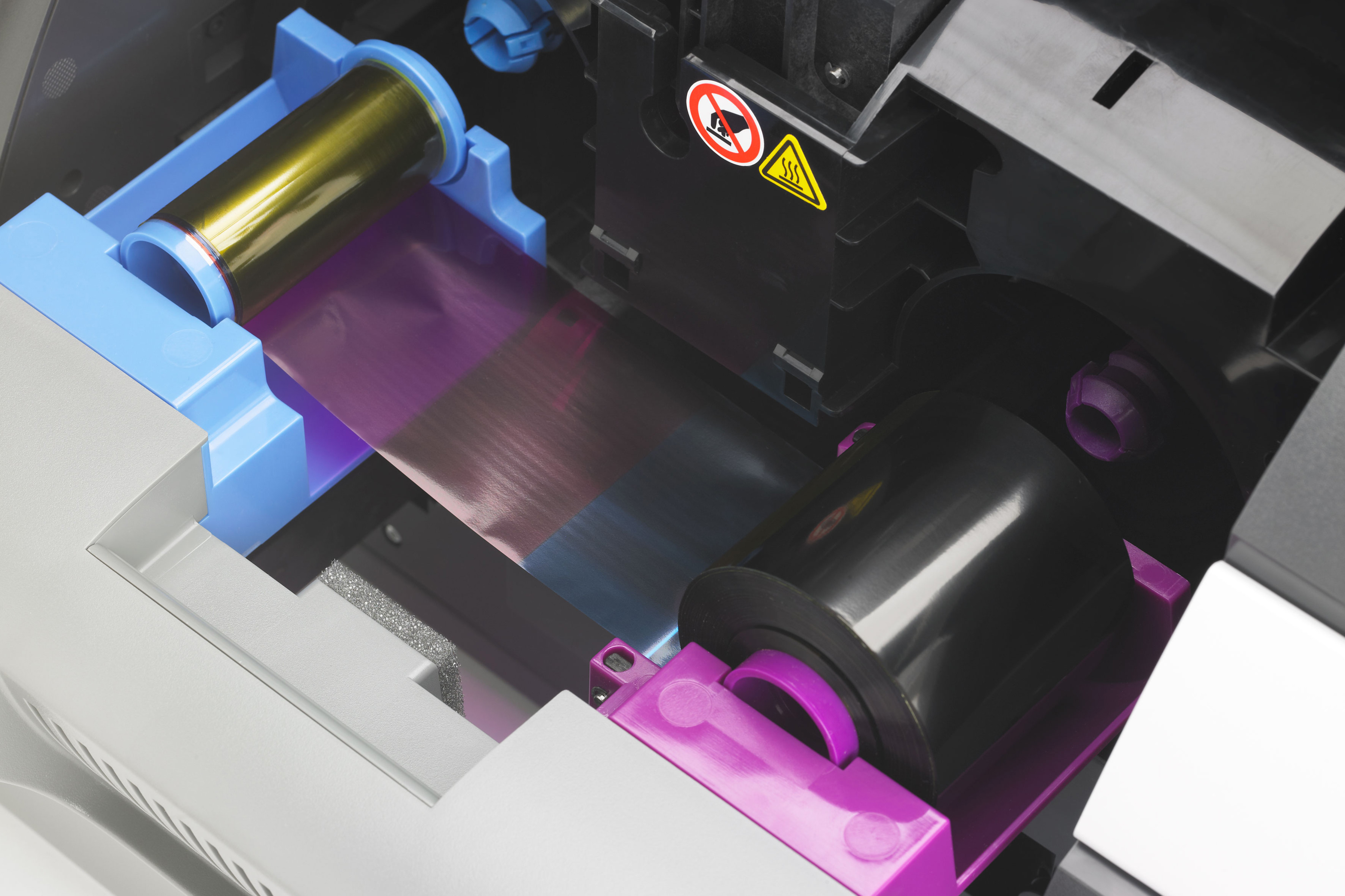 Printer ribbon in a printer.