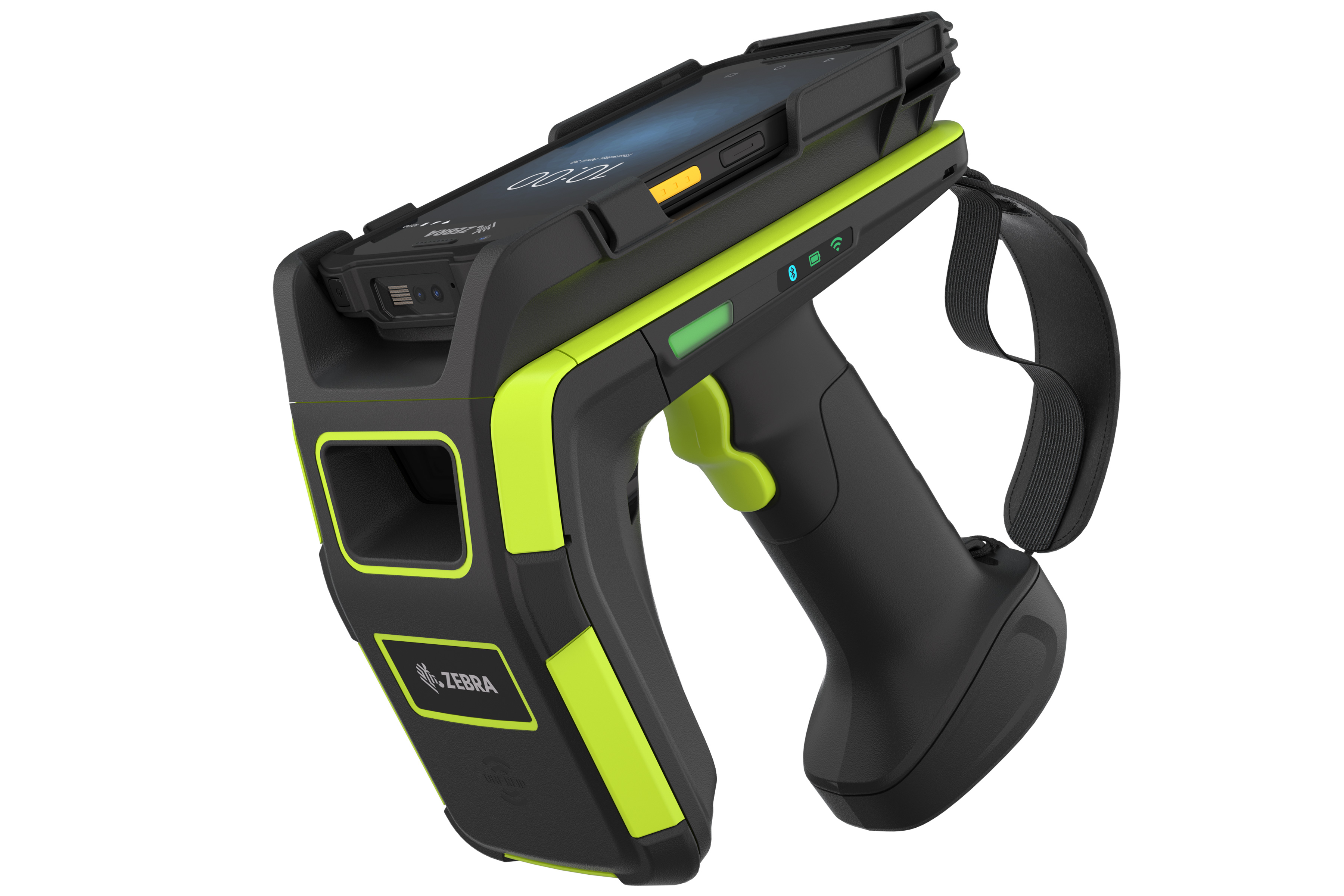 Side Angle of Zebra RFID90 Handheld RFID Reader in Black and Green 