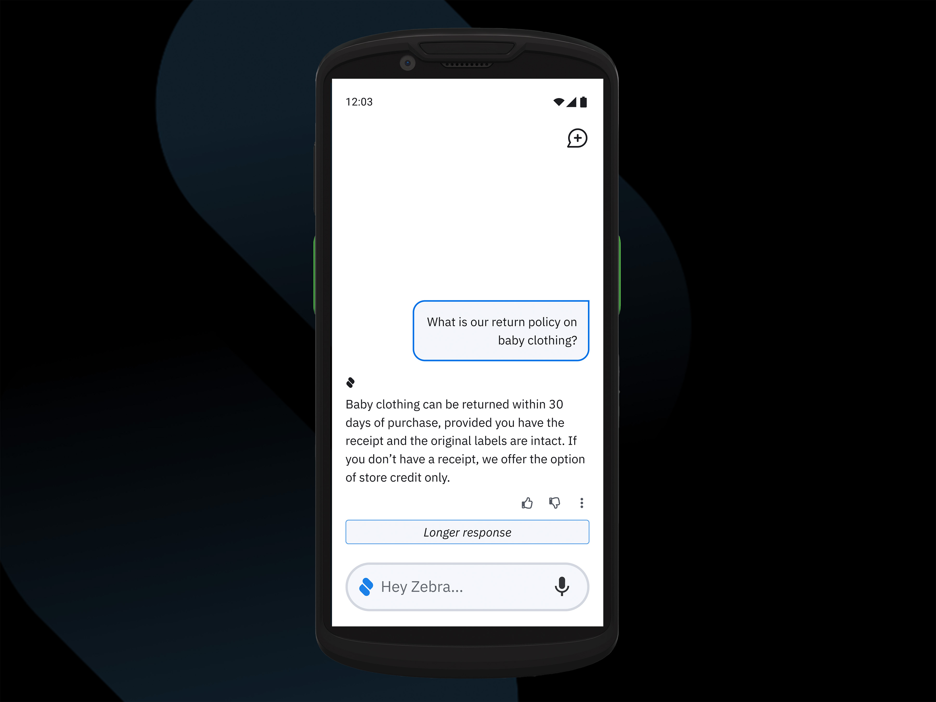 Zebra Companion Knowledge Agent Screenshot on Device