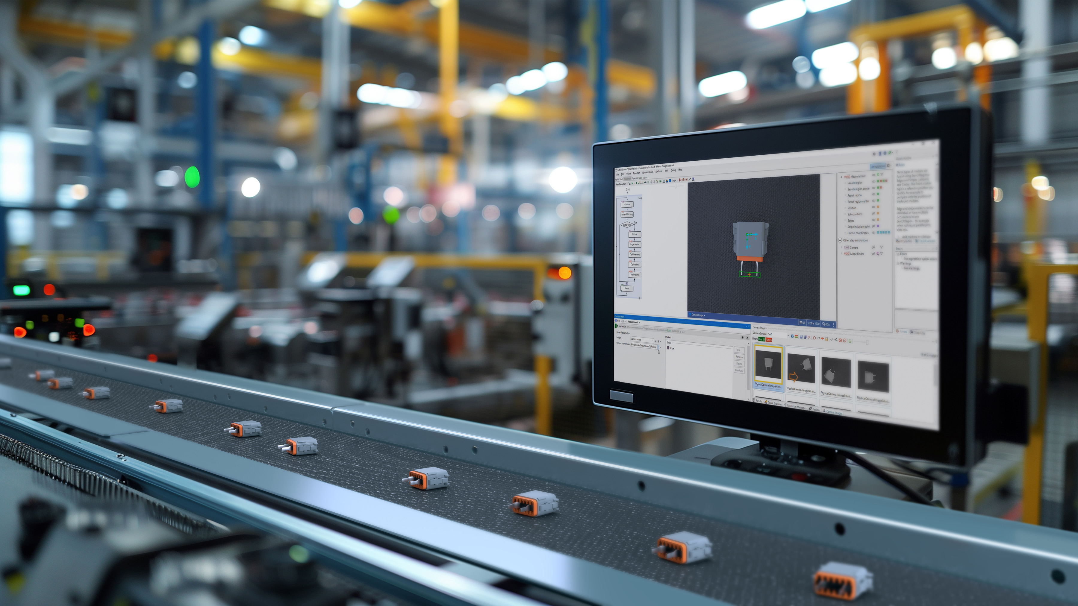 Automated vision workflows, powered by tools like Aurora Design Assistant, enhance connector inspections by detecting issues such as bent pins, misalignment, or missing parts, improving quality control through rapid detection, error reduction, traceability, and compliance across production lines.