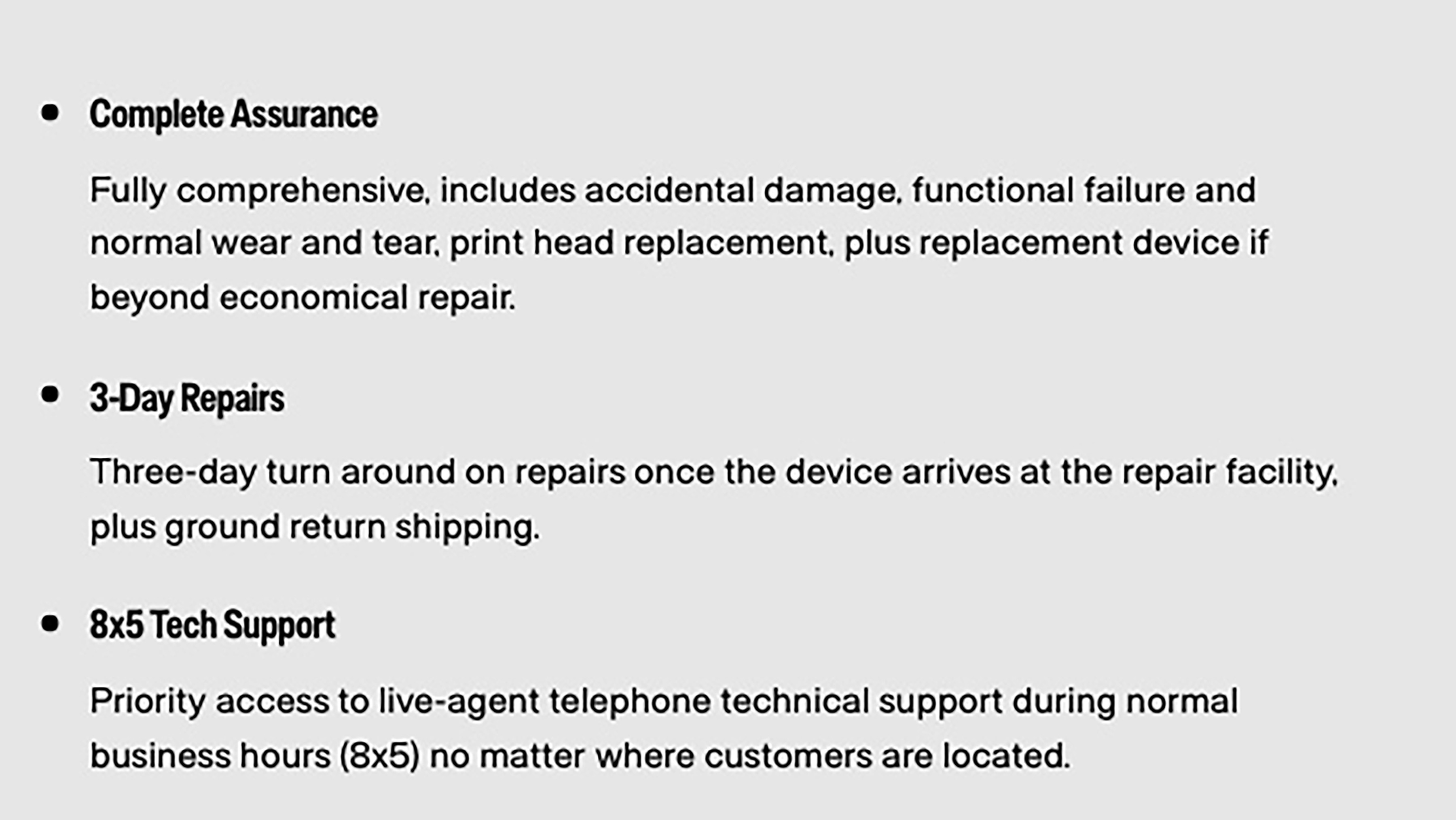 Zebra.com component bulleted list