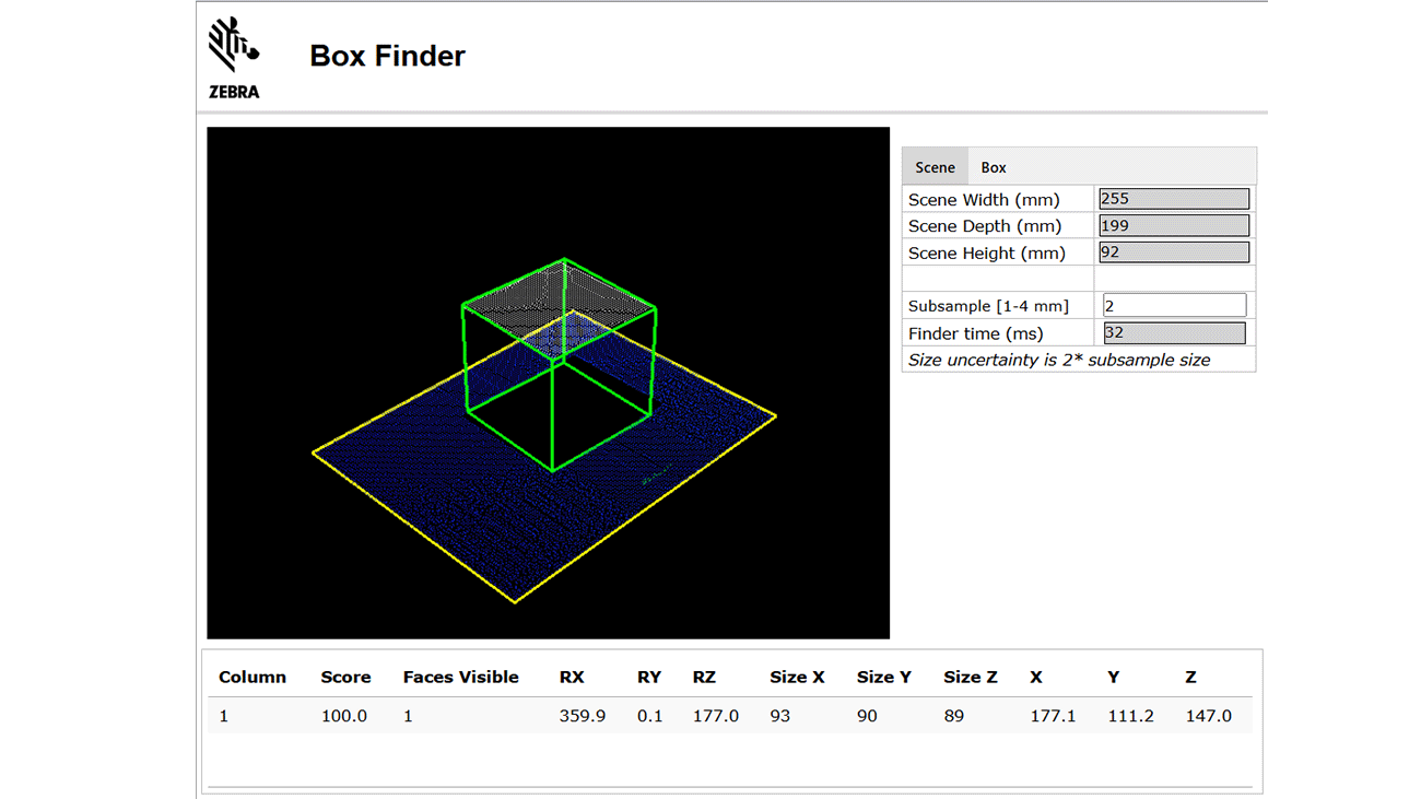 screenshot of box finder application within aurora design assistant