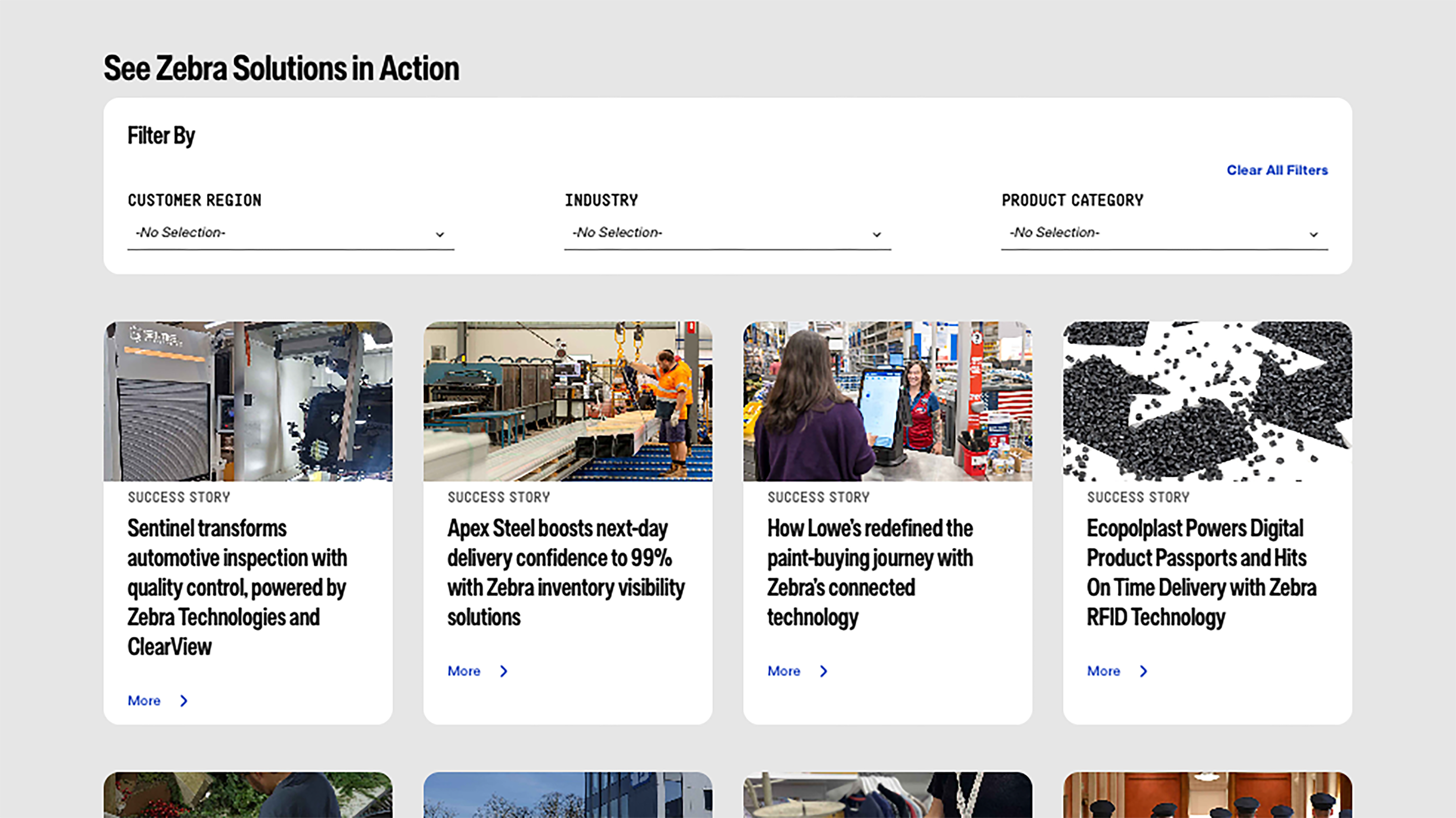 Zebra.com filterable list component