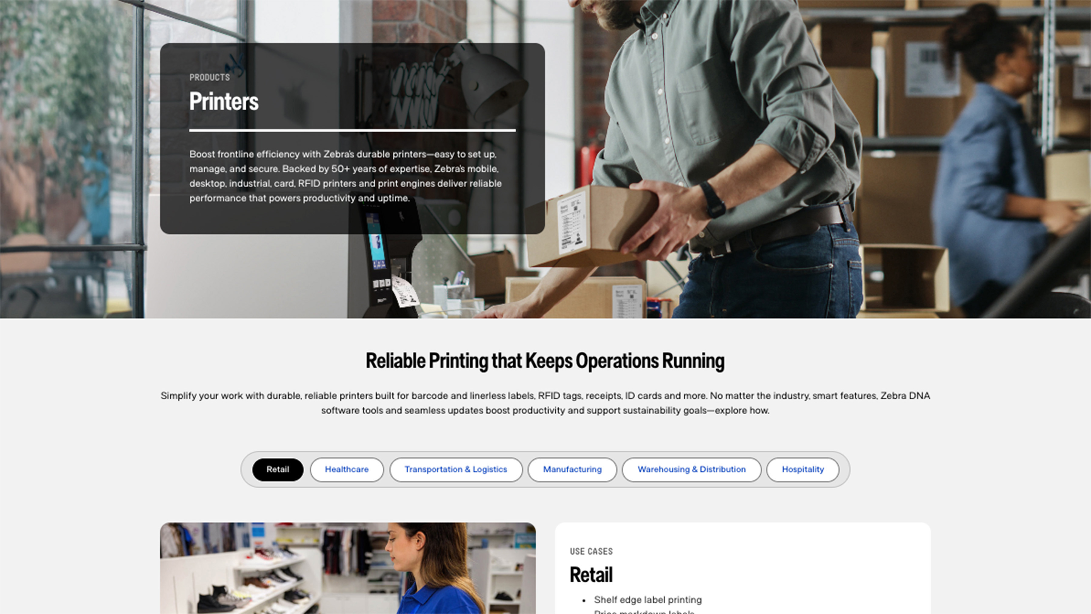 Zebra.com hardware category page