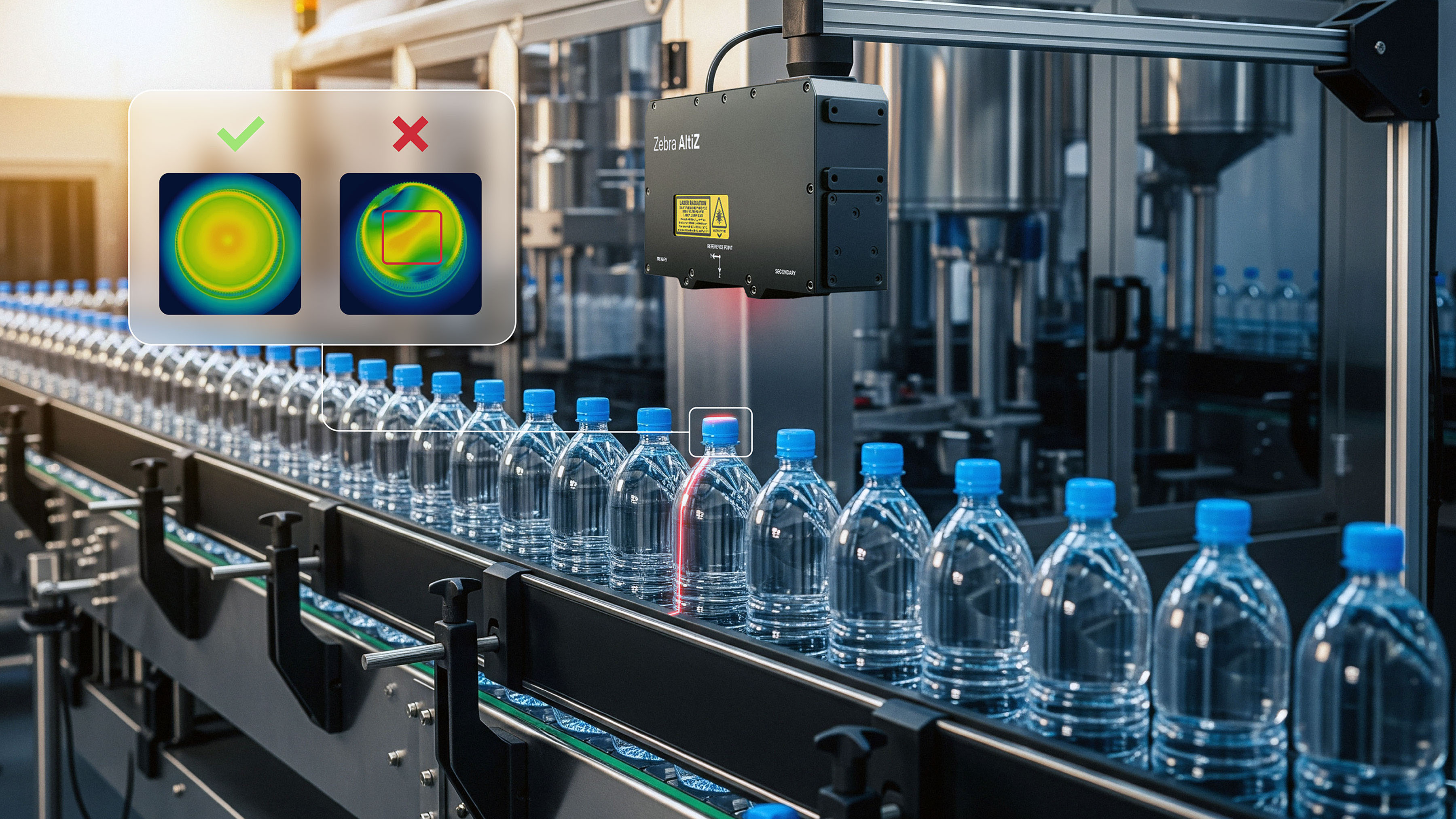 Zebra AltiZ 3D Profiler for Food and Beverage Bottle Cap Alignment