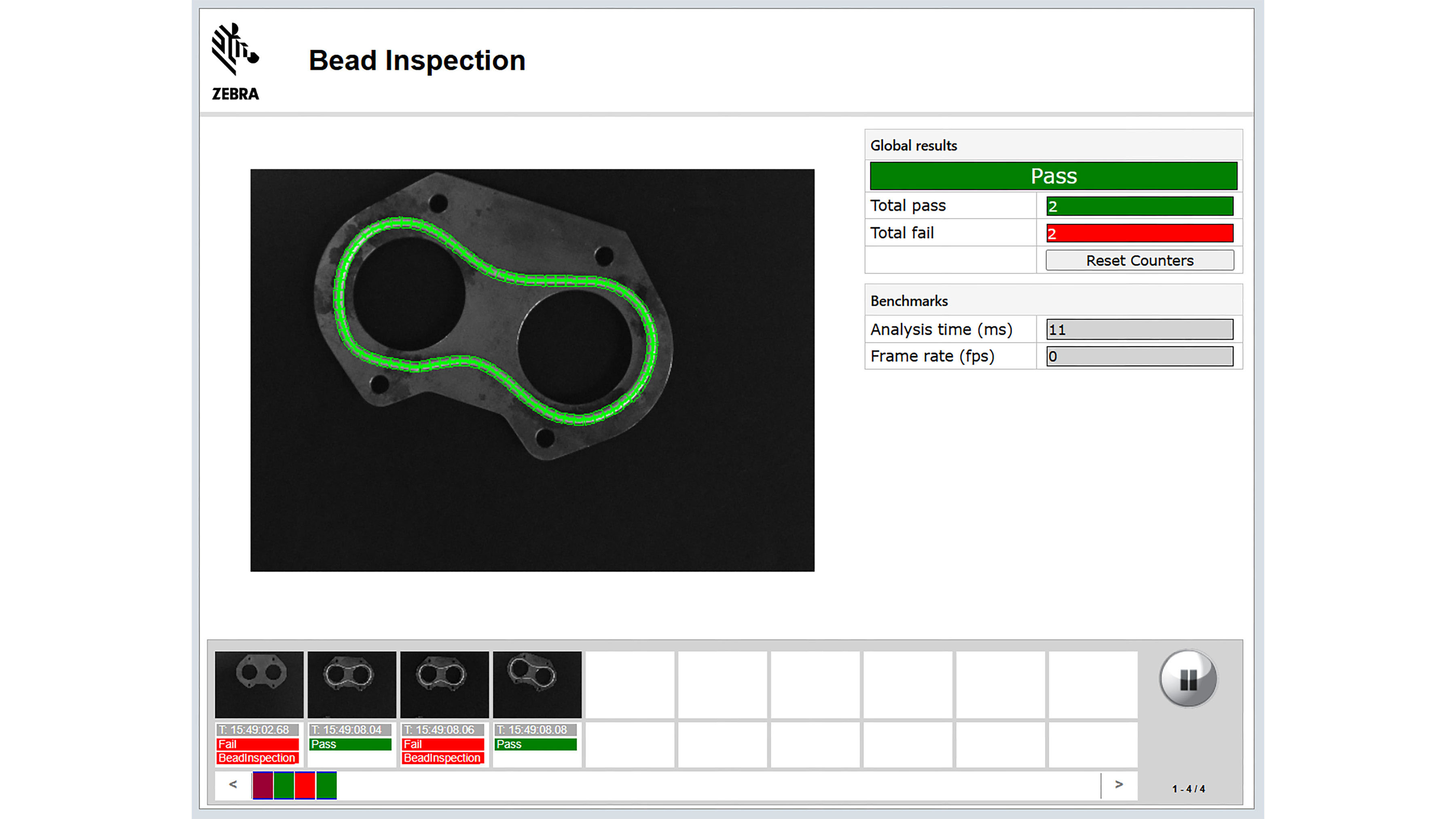 Software Aurora Design Assistant Bead Inspection Screenshot