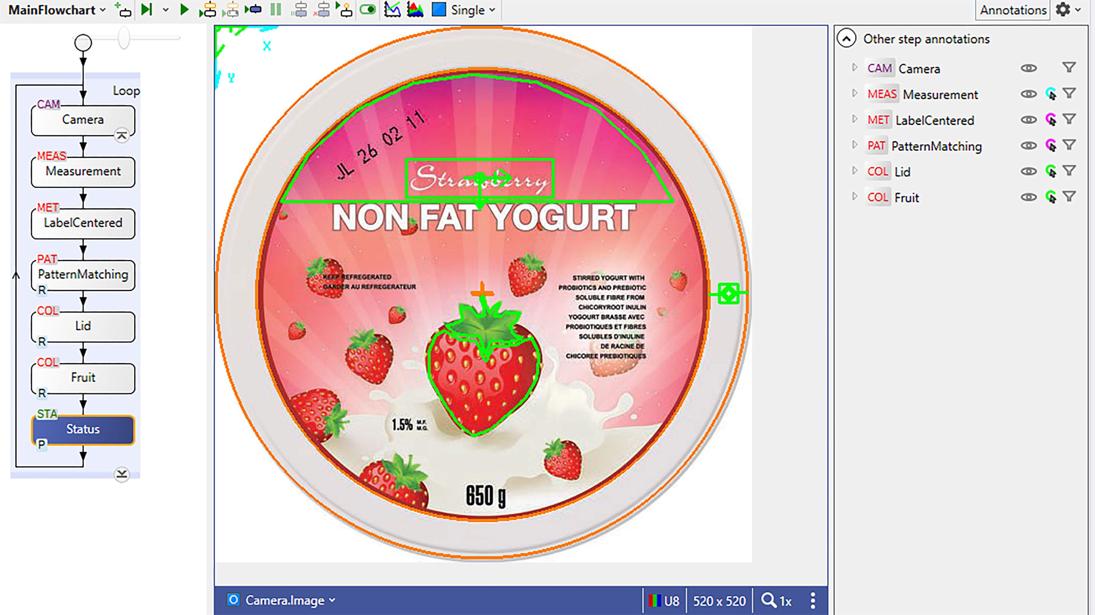Aurora Digital Assistant Software screenshot showing label during inspection