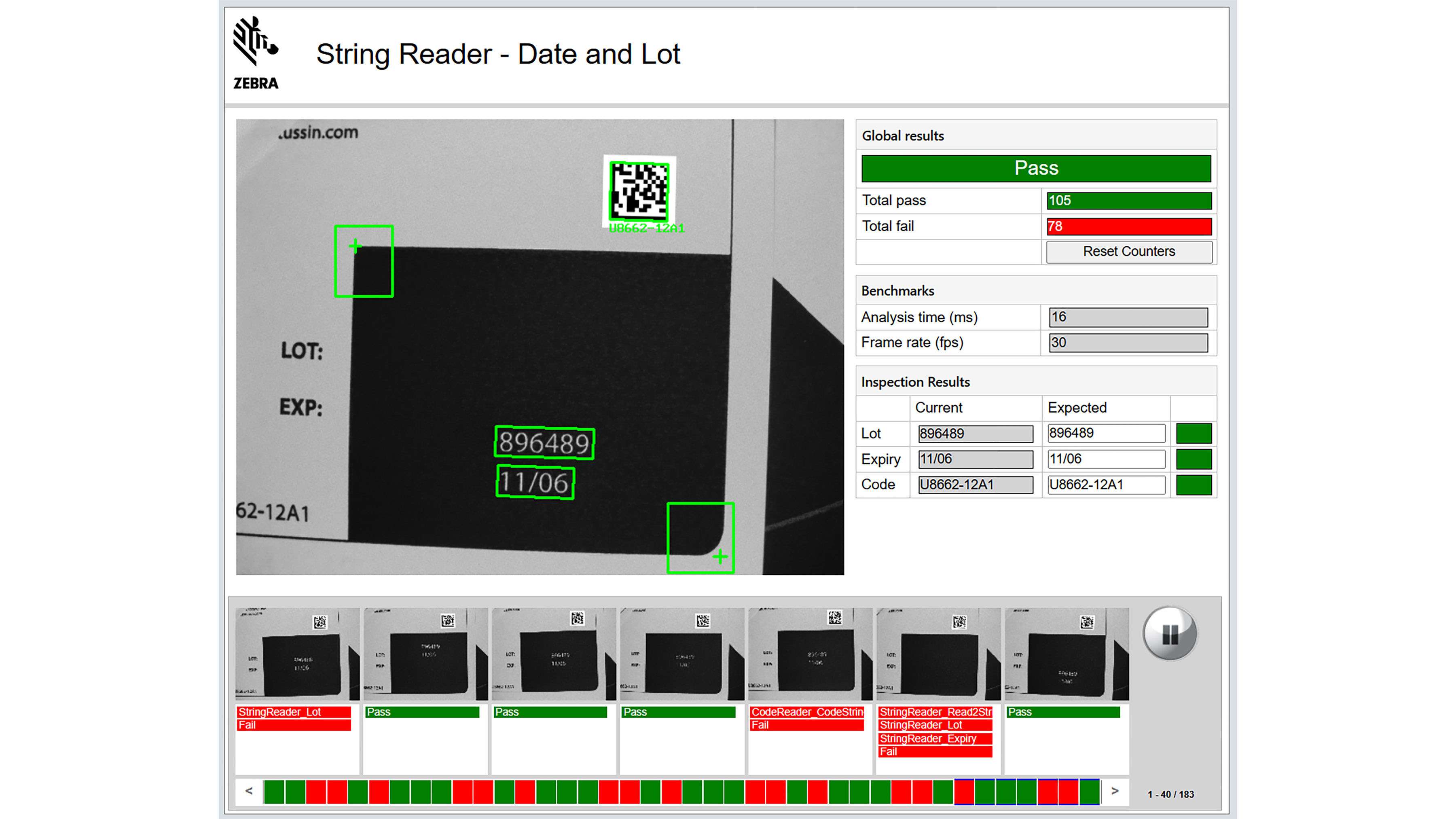 Aurora Digital Assistant Software screenshot showing label during inspection