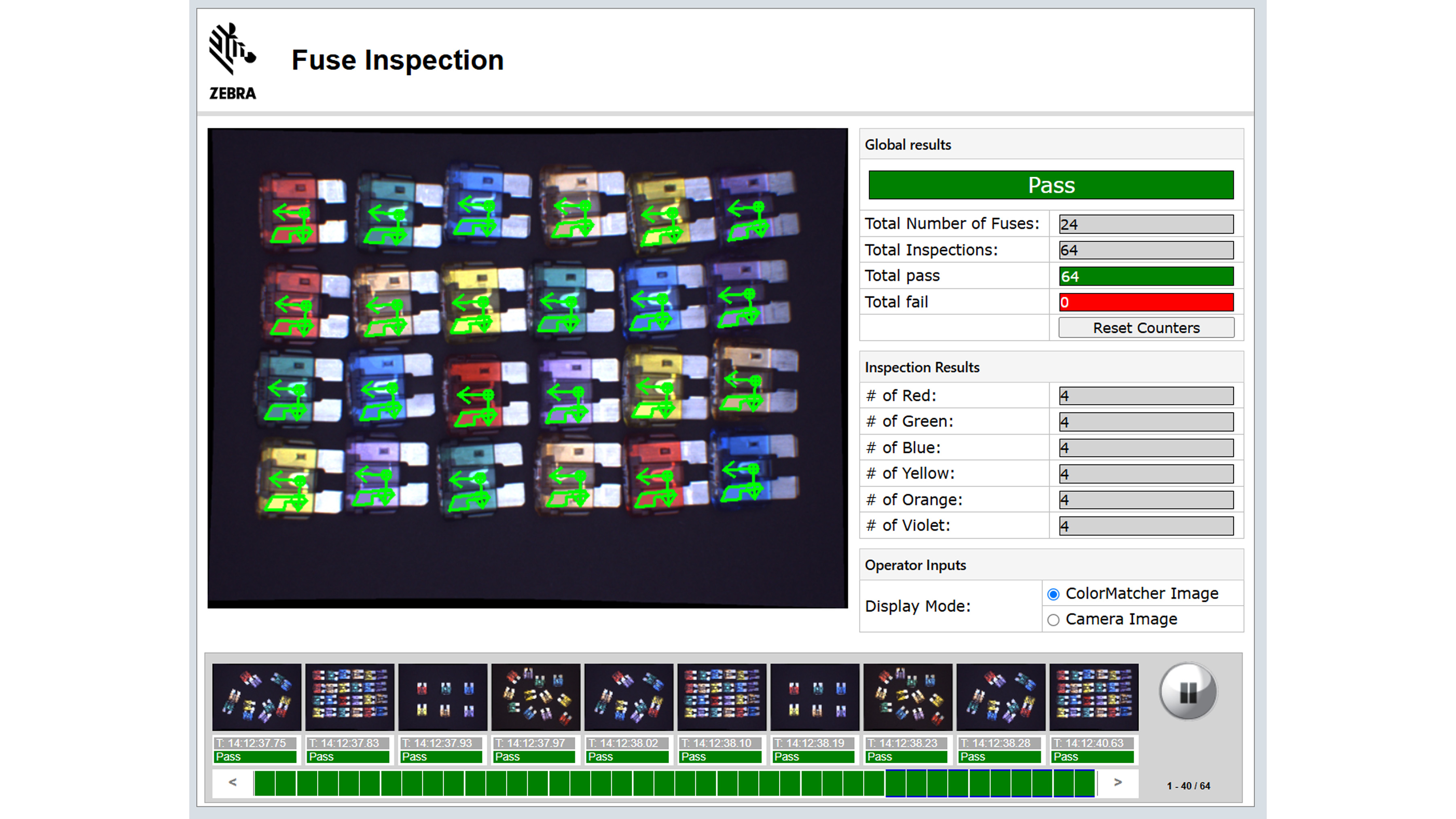 The Iris GTX camera captures high-quality visual data, while the Aurora software provides a wide range of tools for image processing and analysis to enable automated, real-time quality control for fuse assembly inspection.