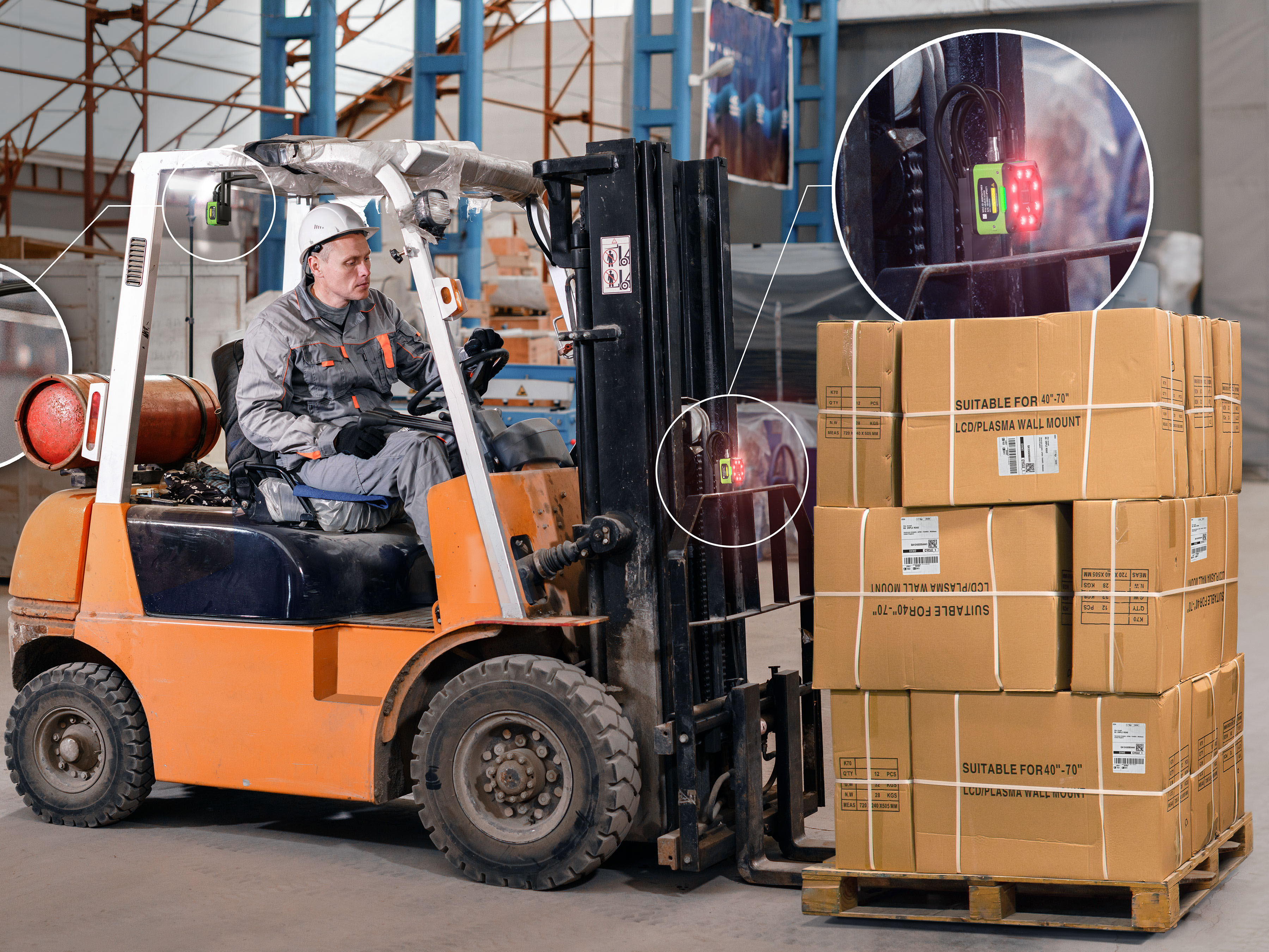 Zebra FS40 Scanning Forklift Loading Bay in a Warehouse