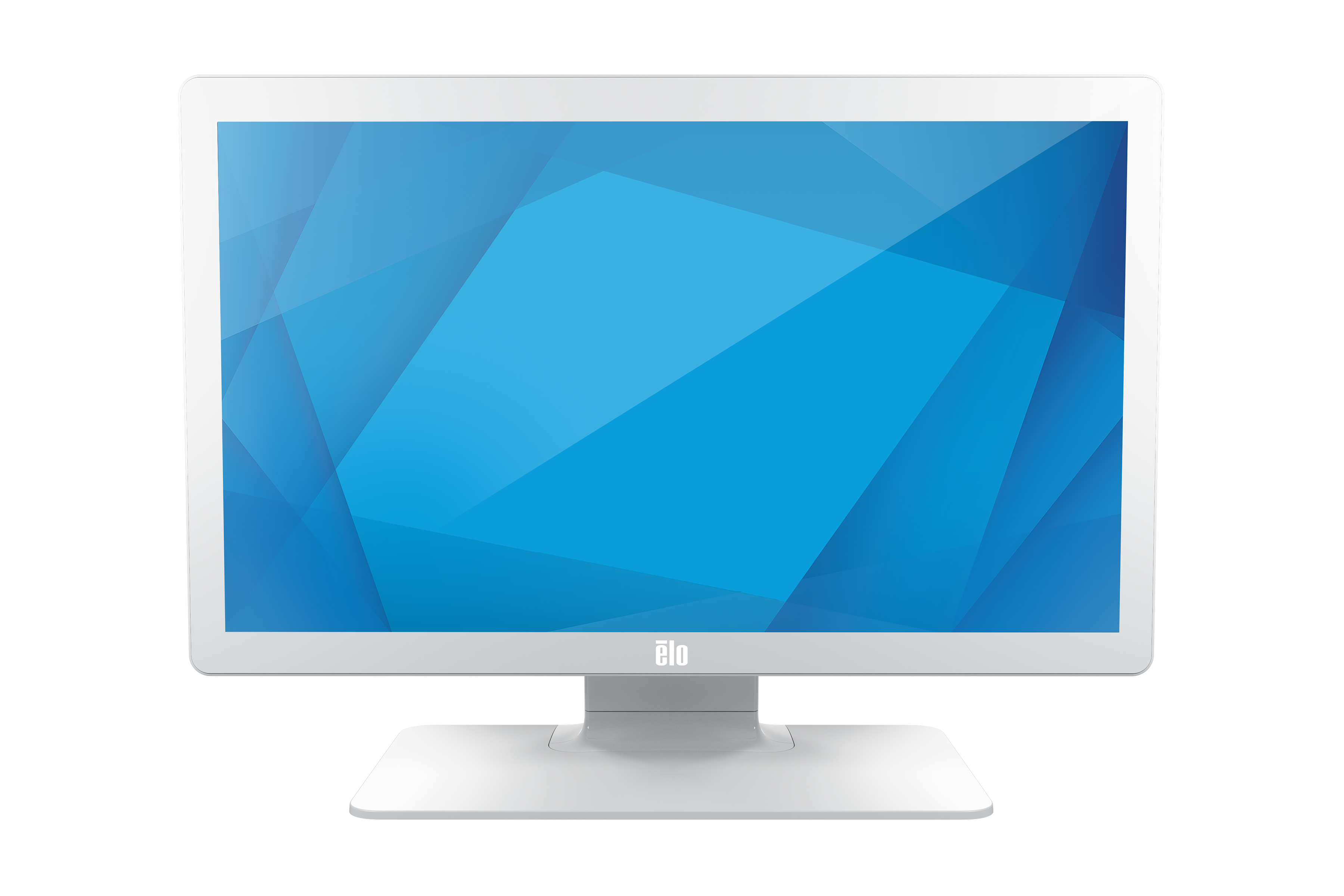 Front of 2403LM Medical Grade Touchscreen Monitor with stand in white