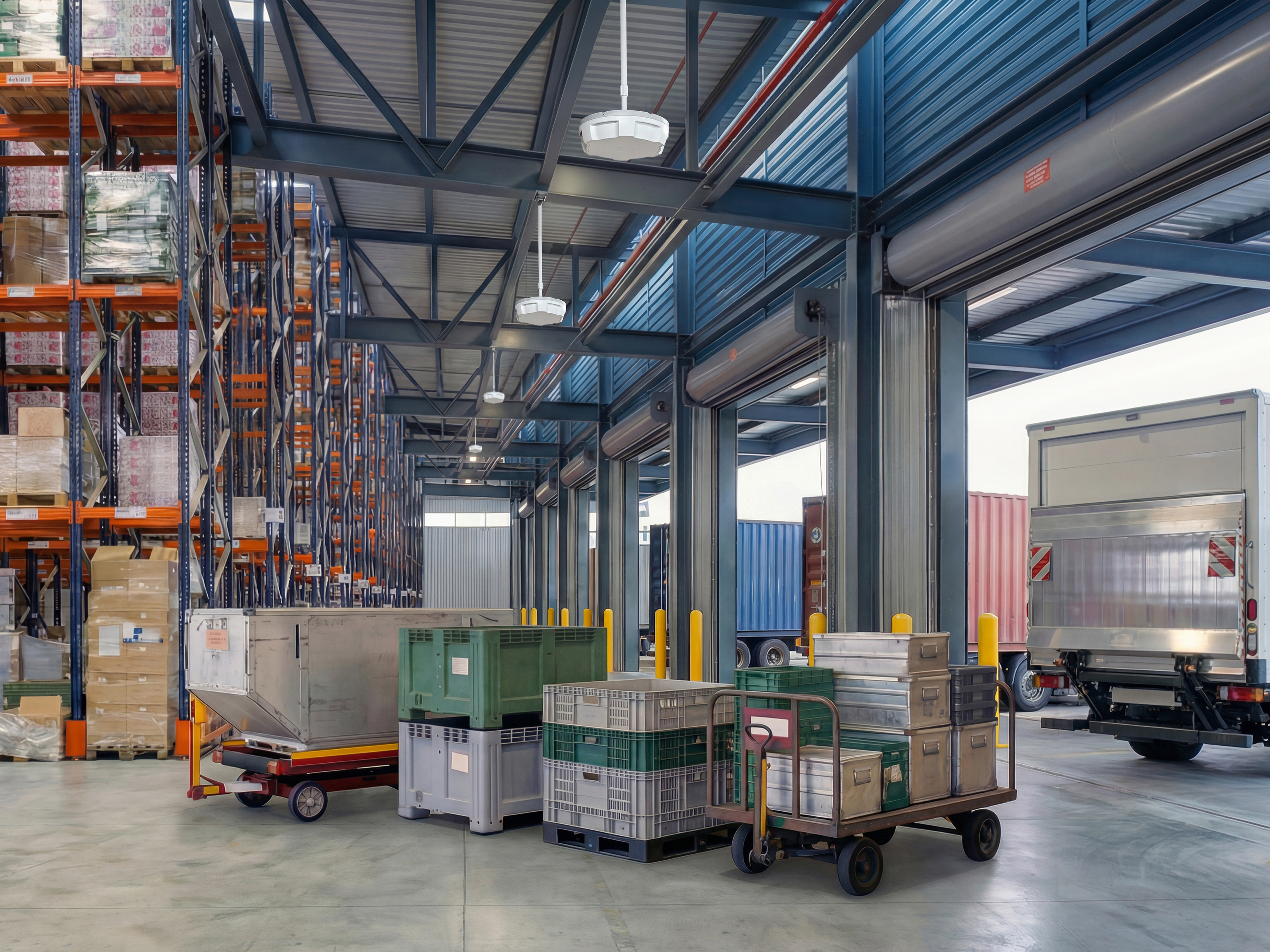 ATR7000 RFID Readers near dock doors with returnable transport items.