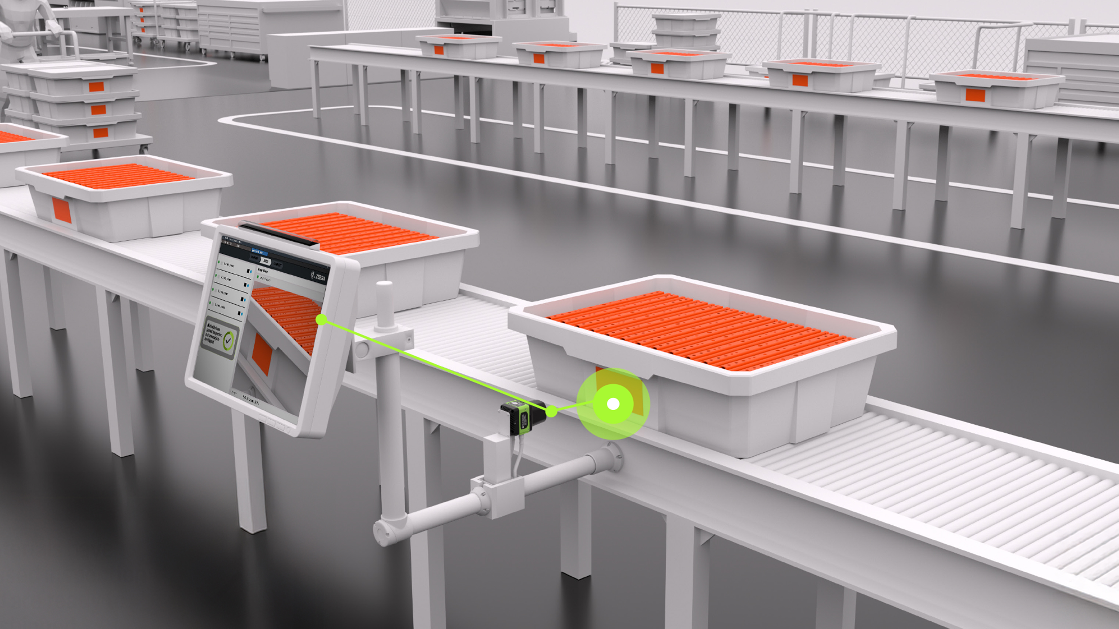 Zebra's Fixed Industrial Scanners automatically validate barcode and label accuracy for approved components as they move toward shipment. This final check ensures each item is correctly identified and routed, reducing costly shipping errors and supporting reliable end-to-end traceability.