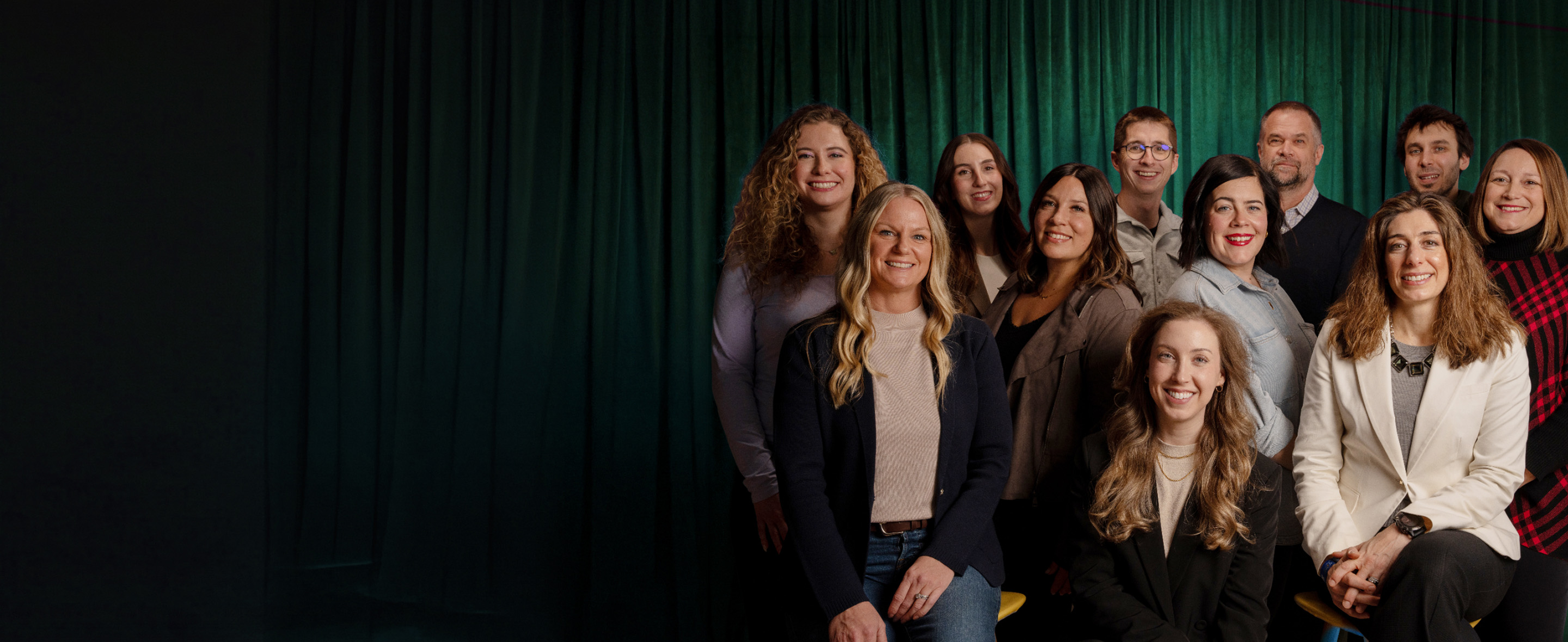 Zebra employee group photo group three on green background