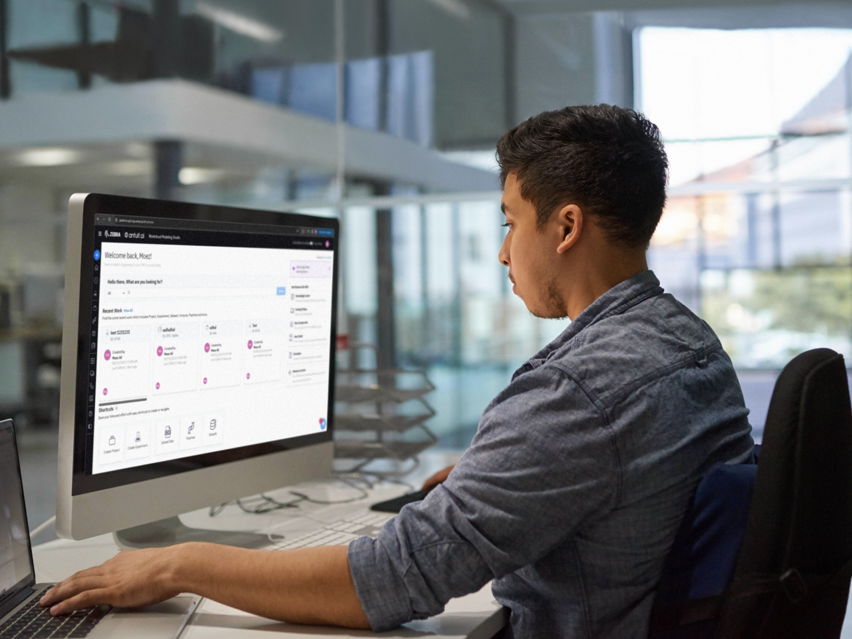 Employee in office working on computer