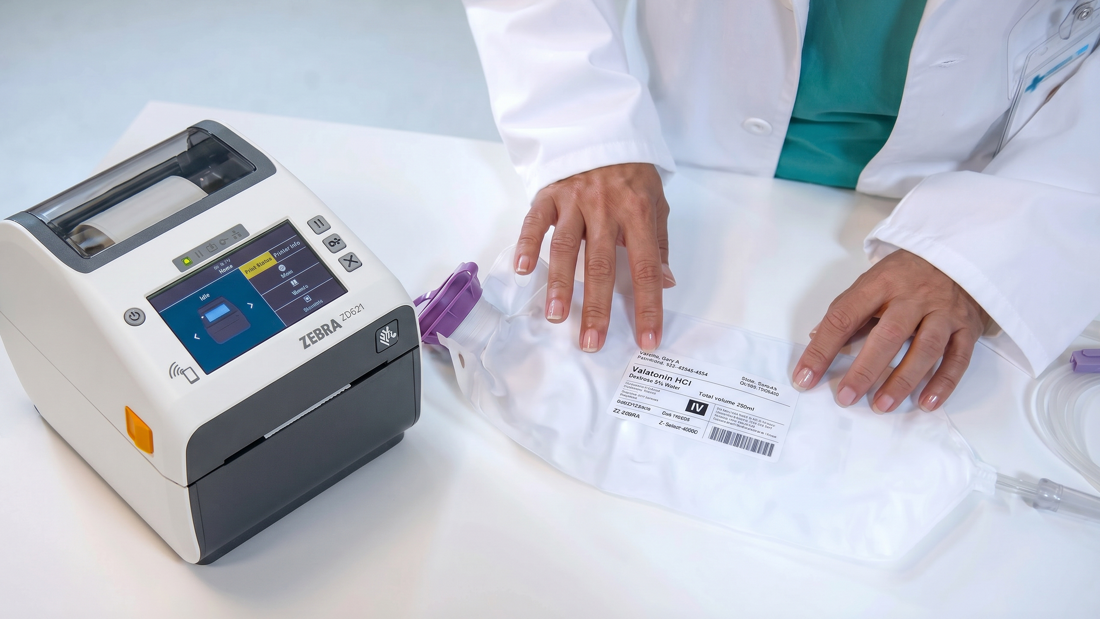 Applying an IV Bag Label for Reliable Prescription Labeling with the ZD621 Printer