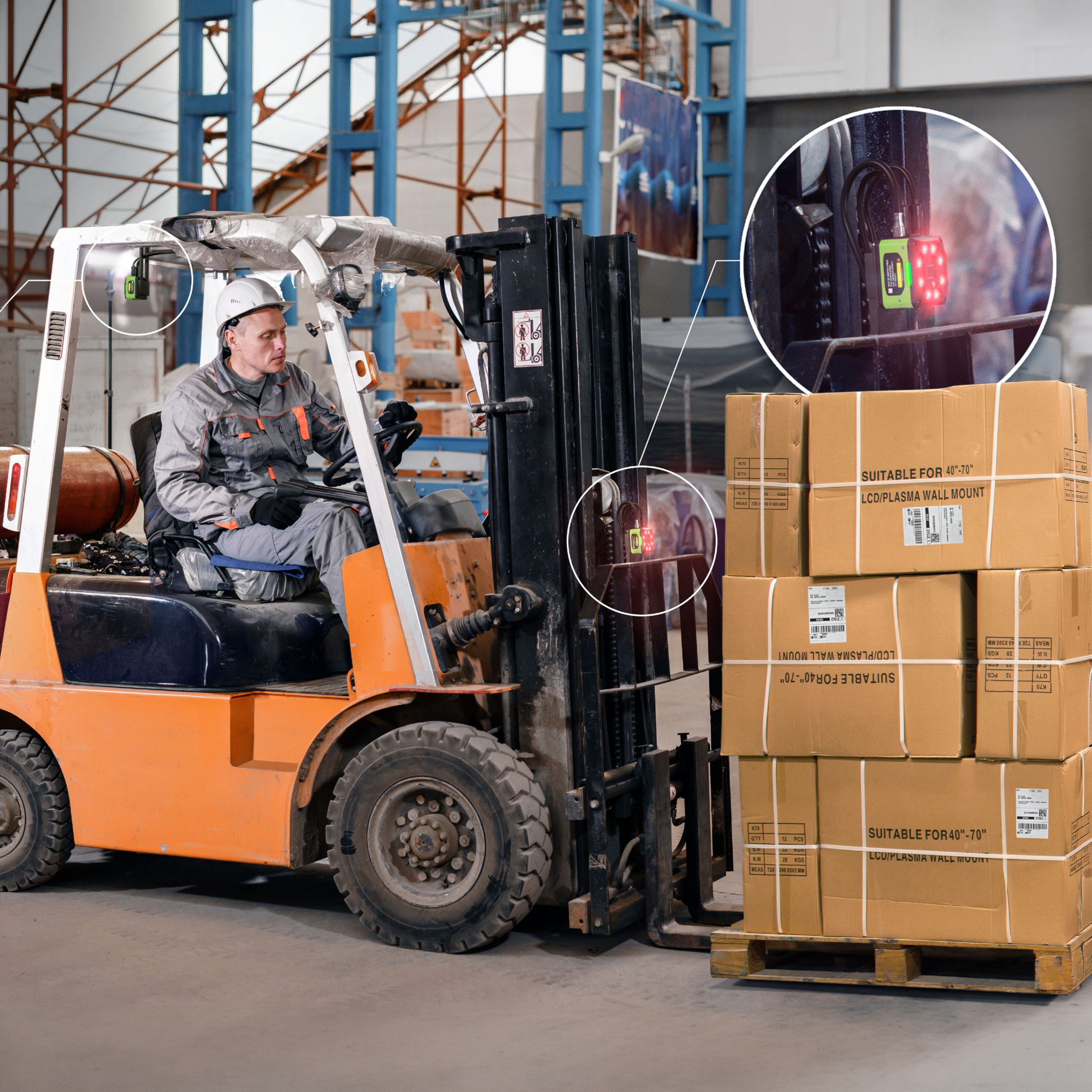 Zebra FS40 Scanning Forklift Loading Bay in a Warehouse