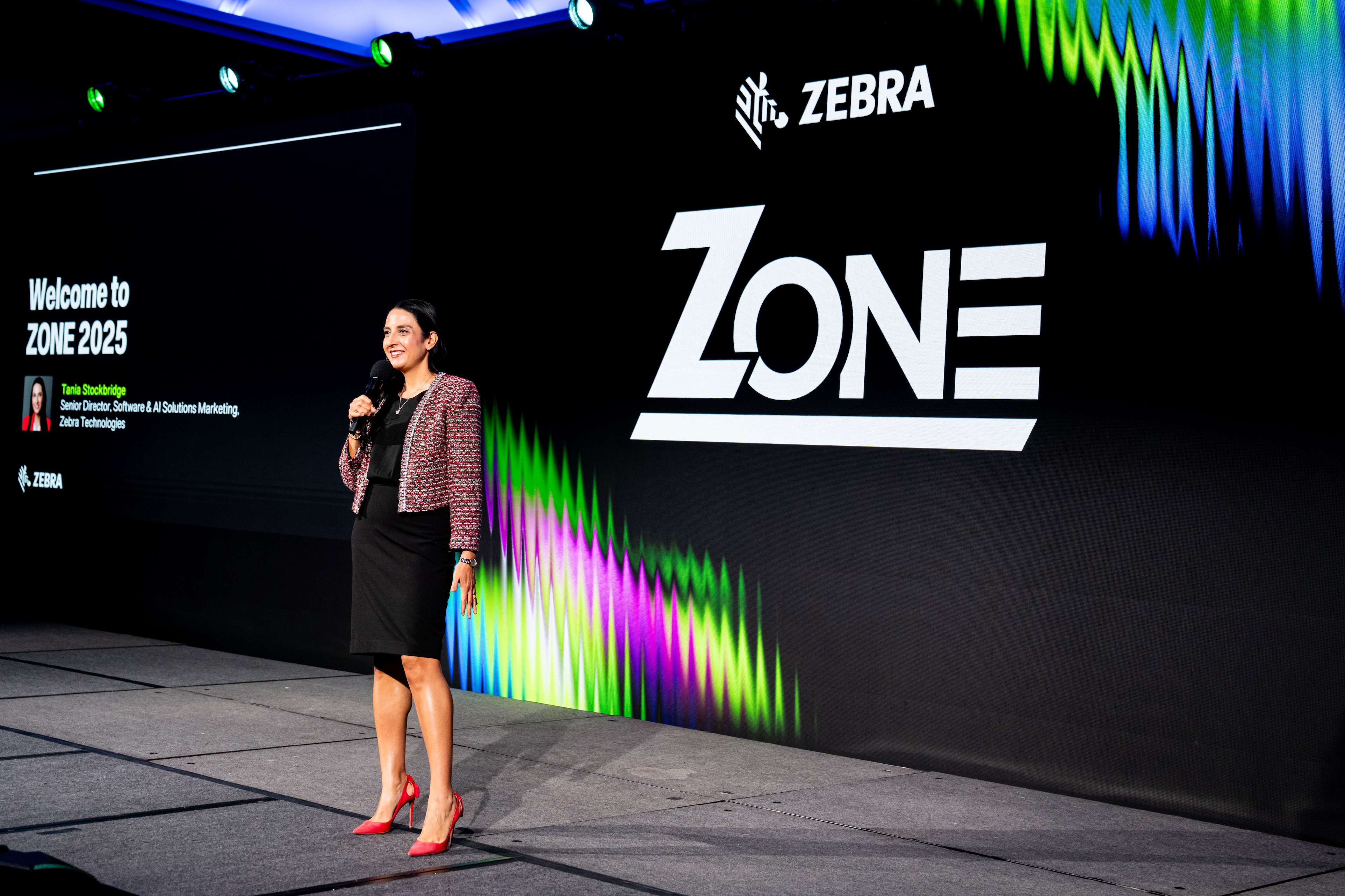 Zebra's Tania Stockbridge speaks at ZONE 2025.