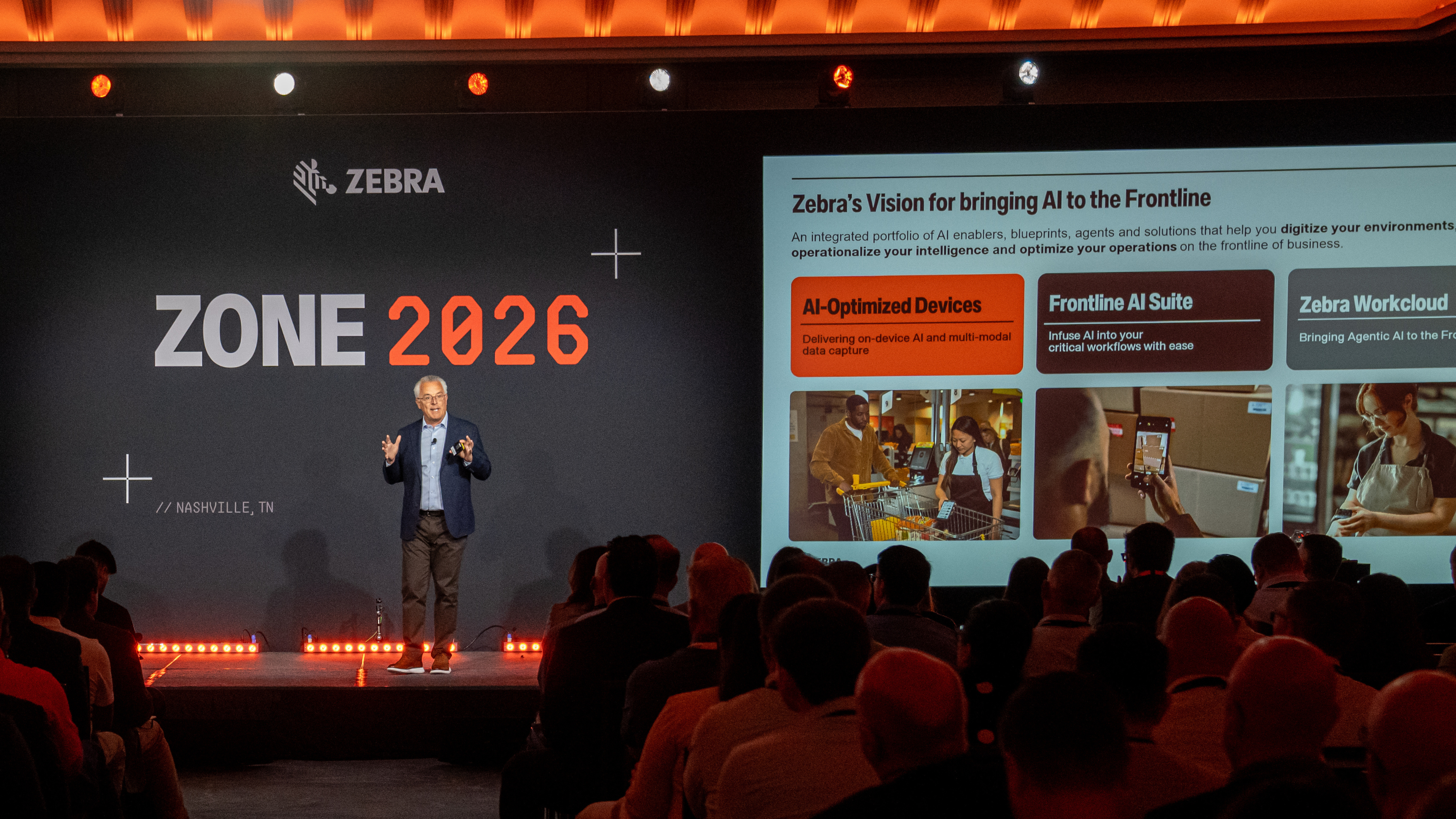 Richard Hudson speaking on stage at ZONE 2026