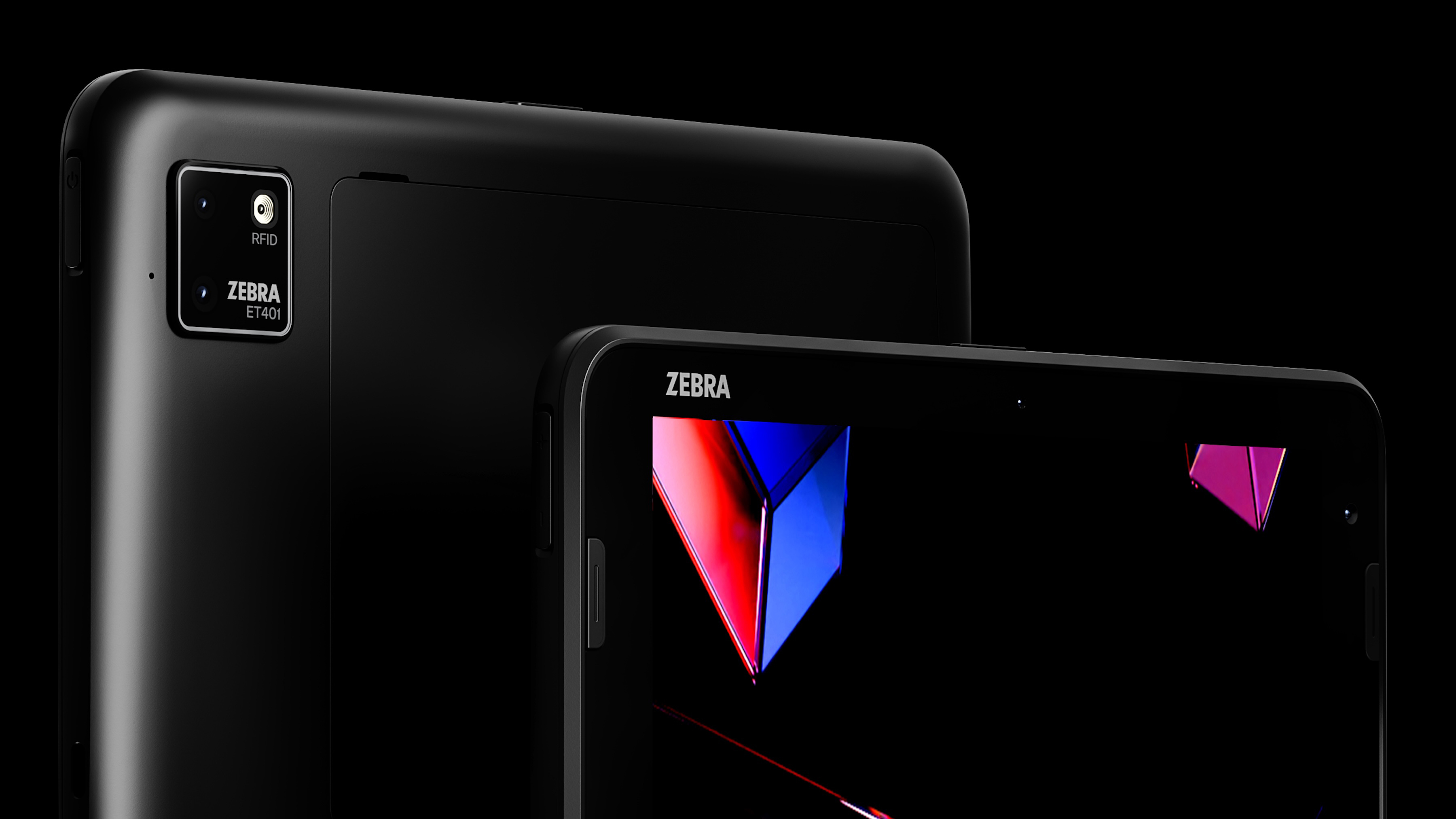 Back to back view of ET401 RFID tablets in black.