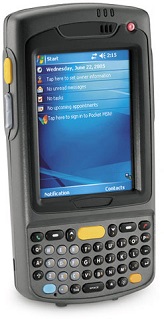Motorola MC7090 mit Ladeschale mit MUlti ISO HF RFID Adapter Barcode Scanner 