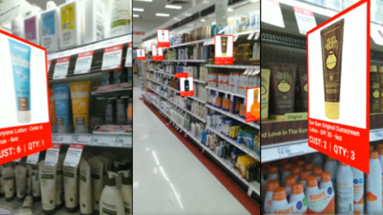 An augmented reality application used to find items in a grocery store