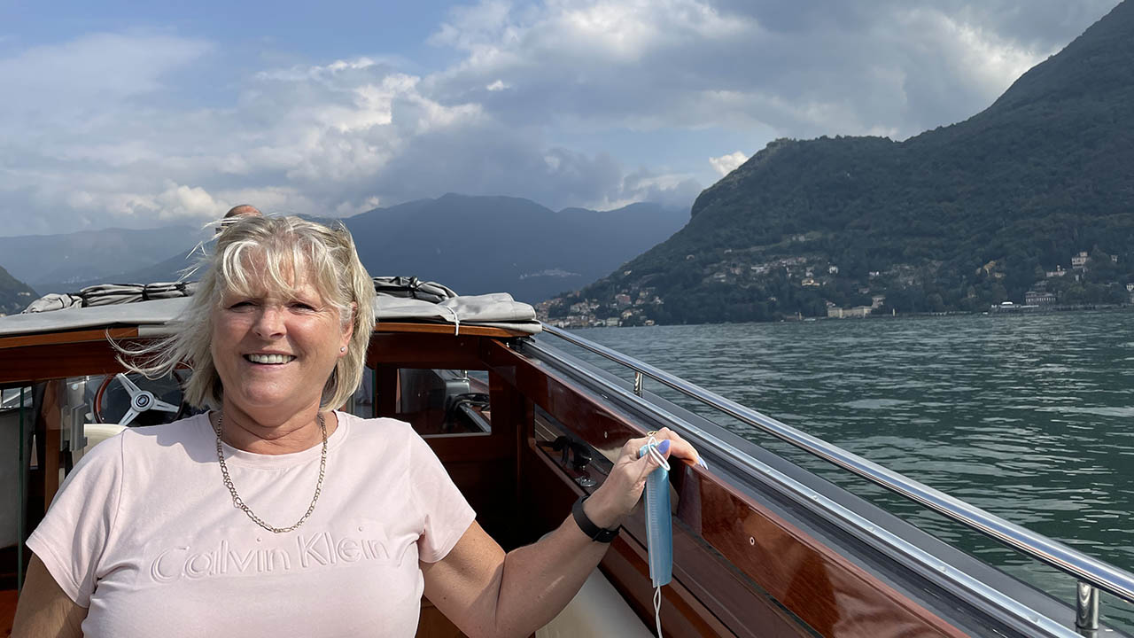 Jane Dennis on a boat